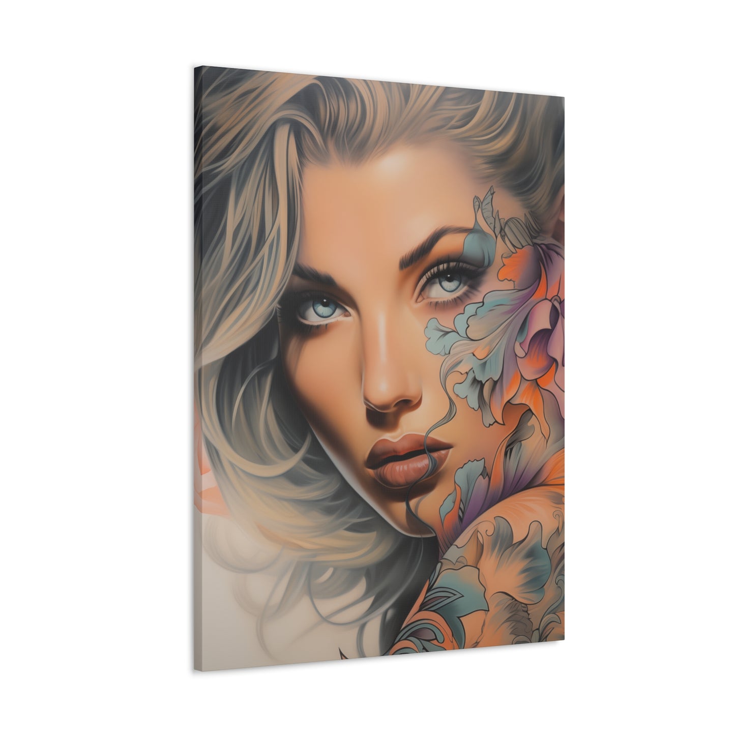 Gallery Wrapped Canvas, Edgy Tattooed Beauty, Urban Pop Art Canvas – Bella