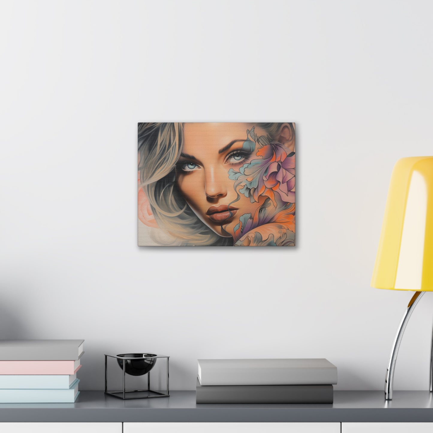 Gallery Wrapped Canvas, Edgy Tattooed Beauty, Urban Pop Art Canvas – Bella