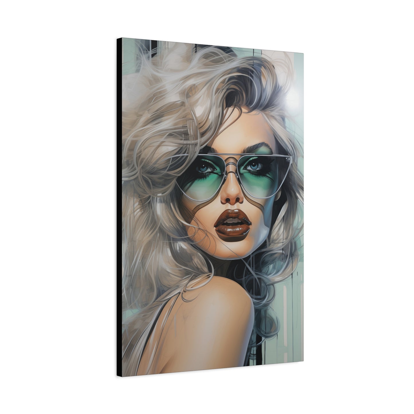 Canvas Gallery Wrapped High-Fashion Wall Art, Stylish Decor, Retro Femme Doll Pop Art – Natasha