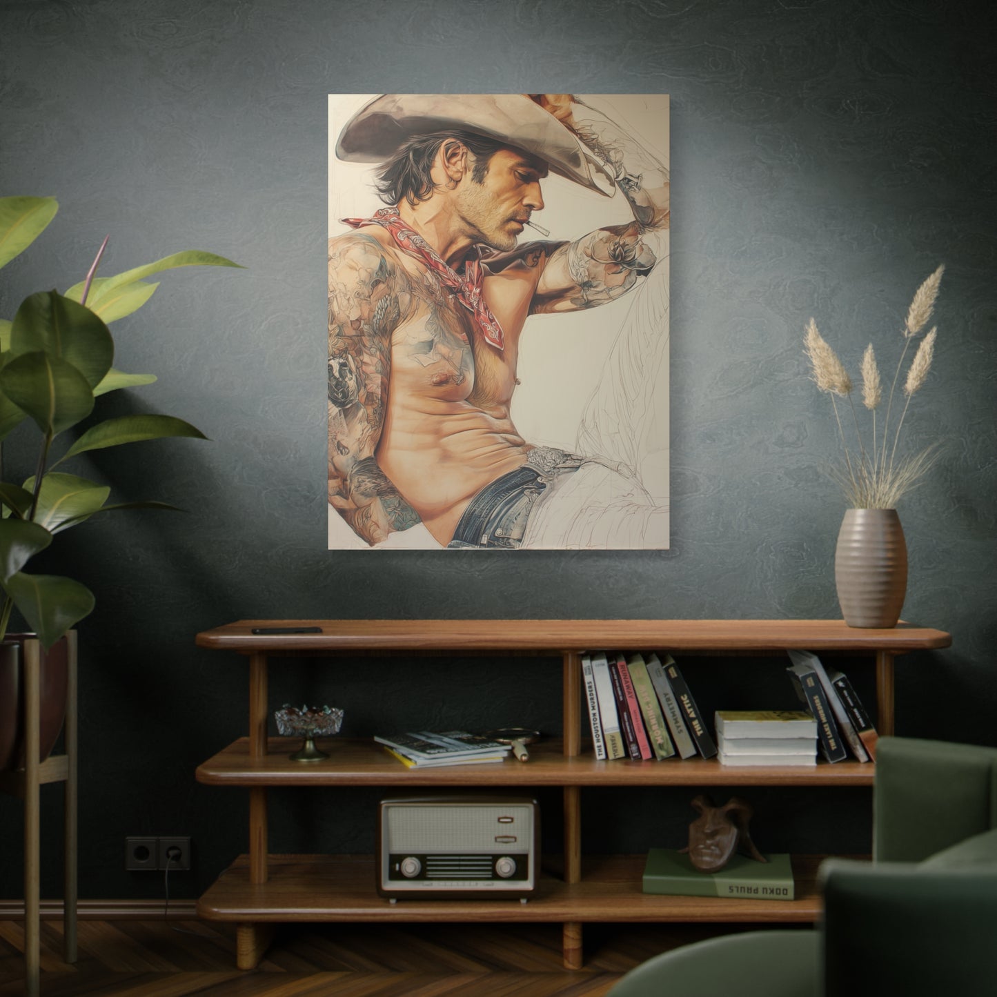 Gallery Wrapped Canvas, Wranglers and Wreckage Art Canvas, Erotic Pinup Art Canvas – Colt