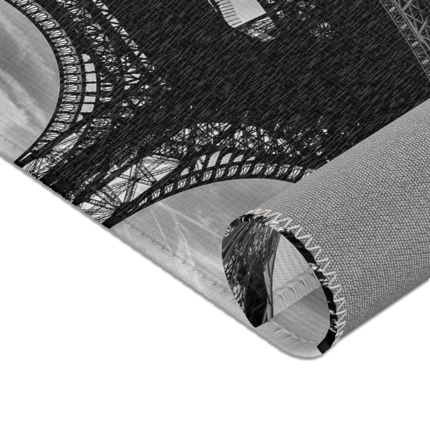 Eiffel Tower Area Rug - Black and White Paris Floor Mat - Custom Area Rug