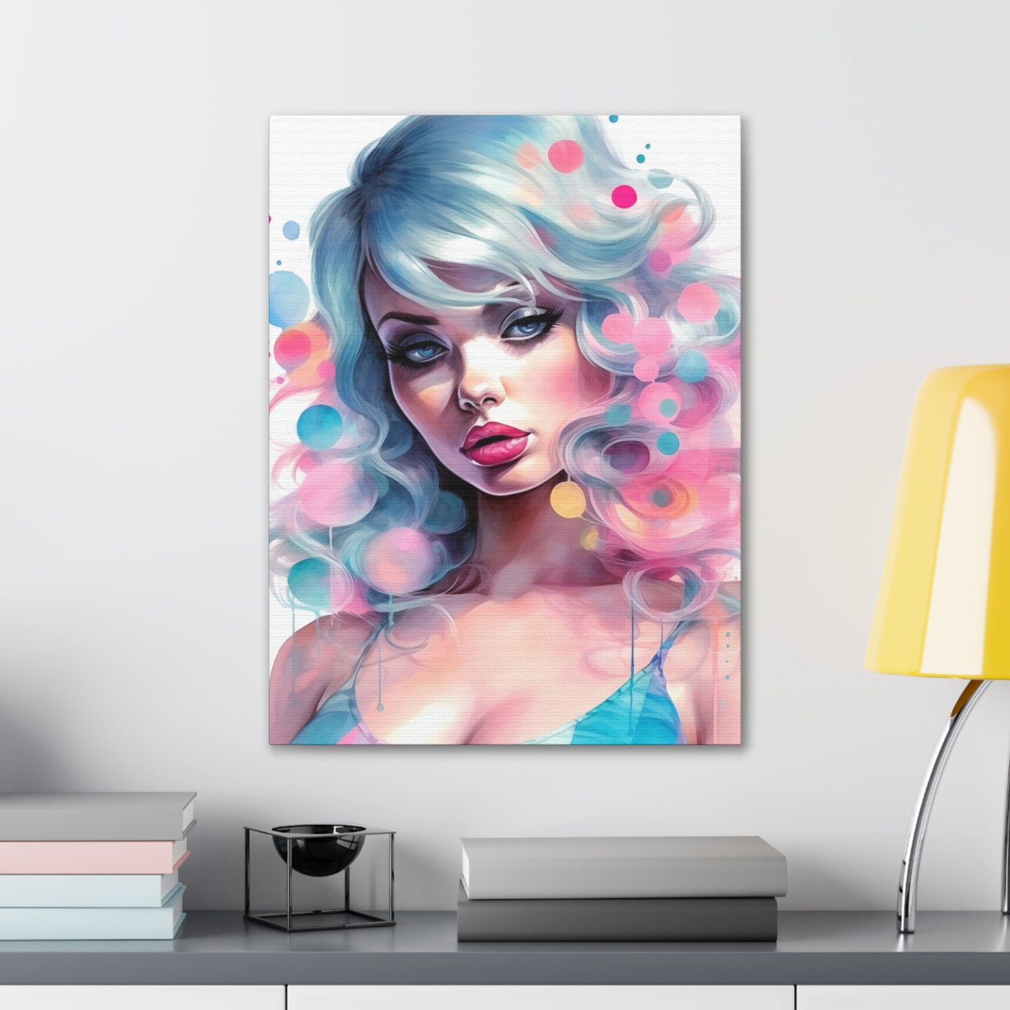 Canvas Gallery Wrapped High-Fashion Wall Art, Stylish Decor, Retro Femme Doll Pop Art – Sylvie