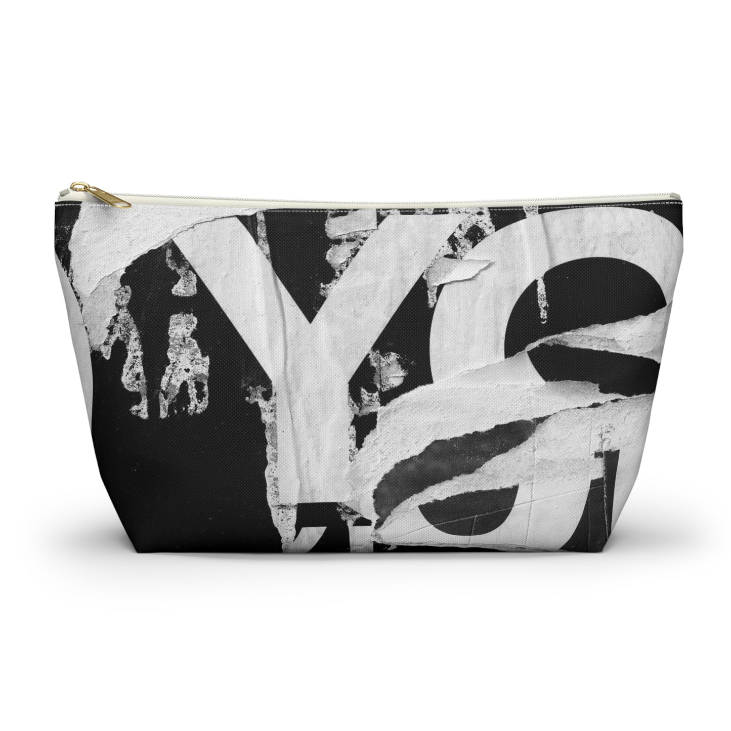 Accessory Pouch - Torn Poster Street Art Makeup Bag - Black and White YO - Urban Street Art