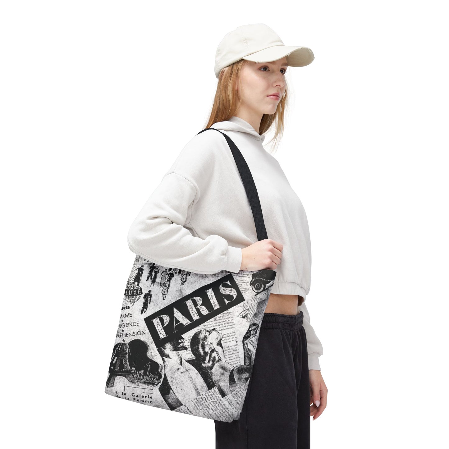 Vintage News From Paris Tote Bag, Utility Tote - Fashion Tote - Paris Fashion Bag