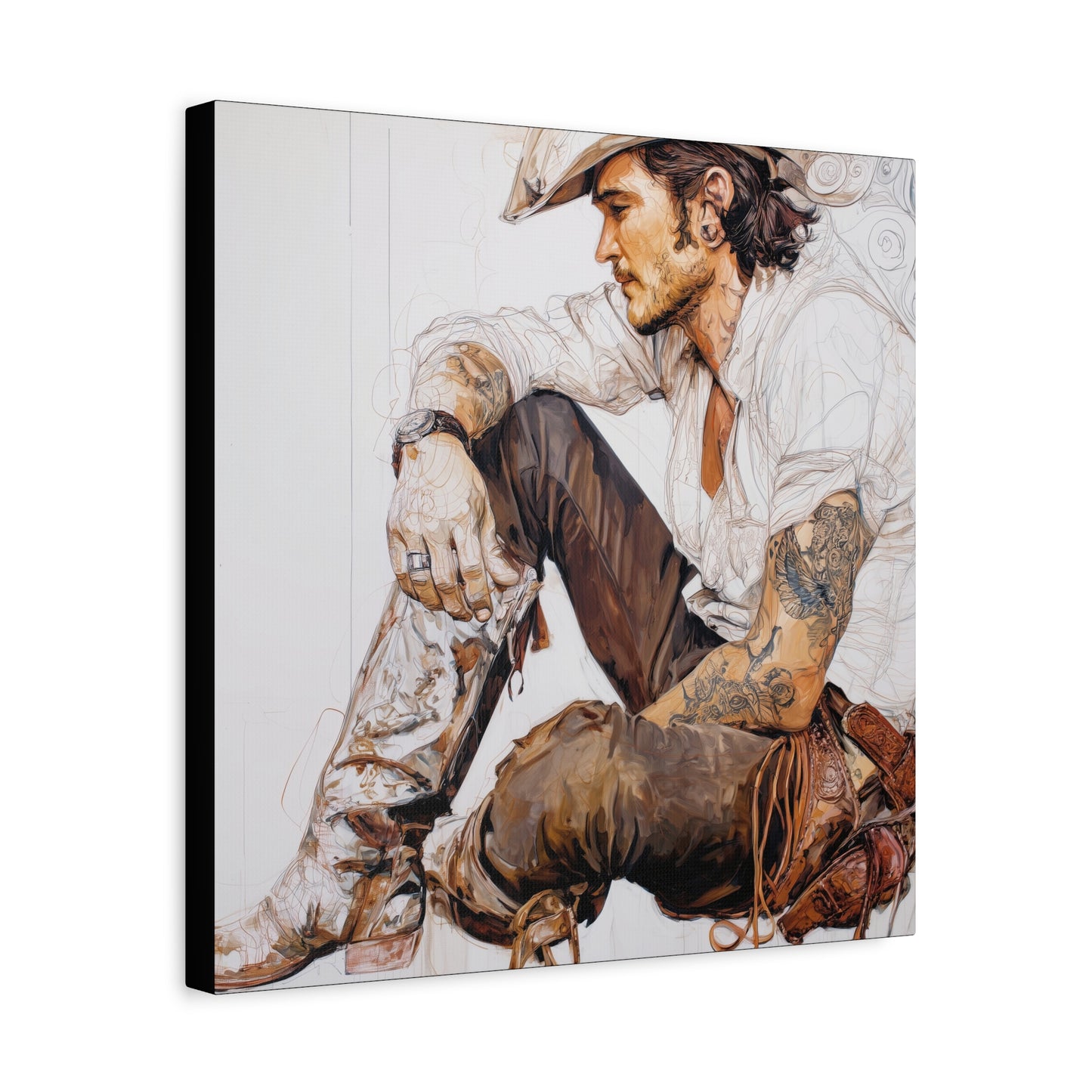 Gallery Wrapped Canvas, Wranglers and Wreckage Art Canvas, Erotic Pinup Art Canvas – Boone