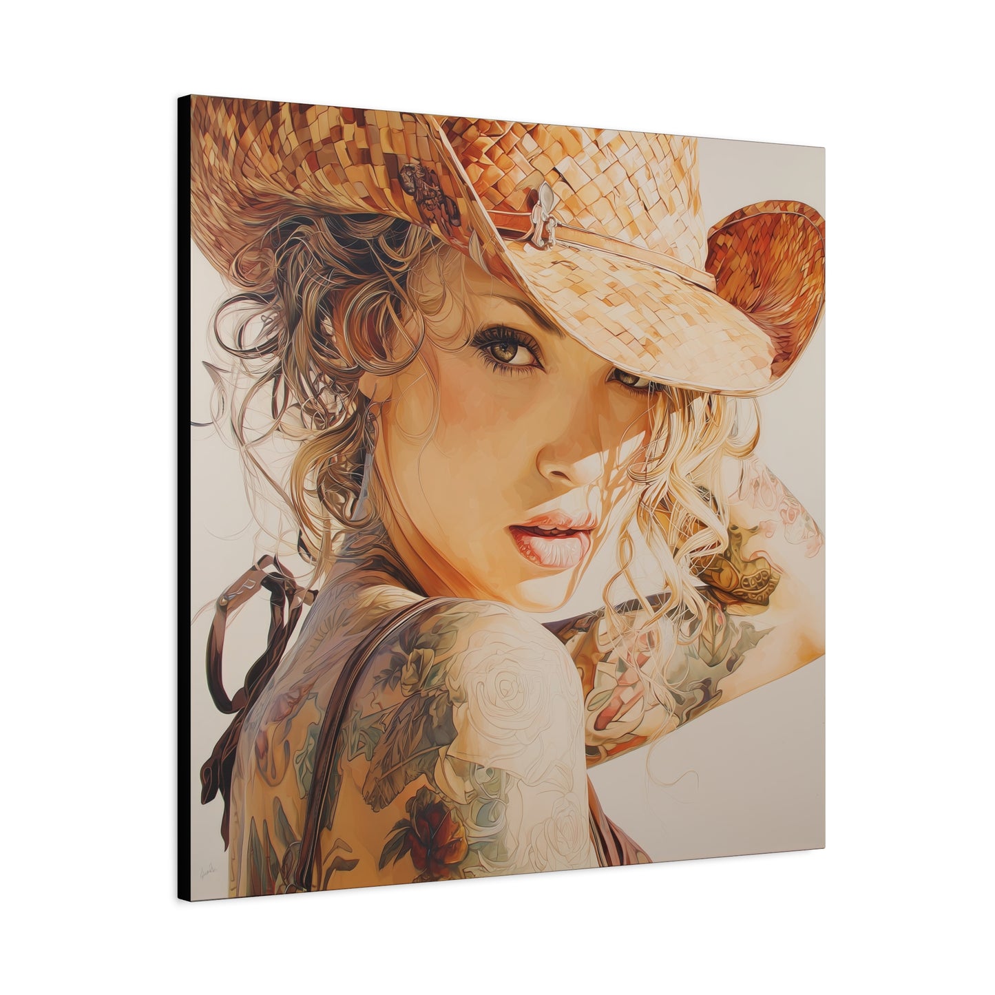 Gallery Wrapped Canvas, Wranglers and Wreckage Art Canvas, Erotic Pinup Art Canvas – Sadie