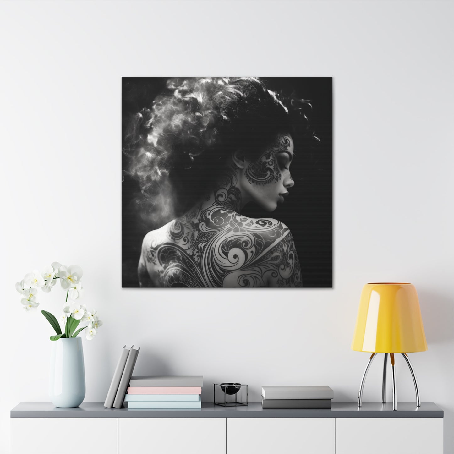 Canvas Gallery Wrap - Black and White Photography - Tattooed and Smoking Again