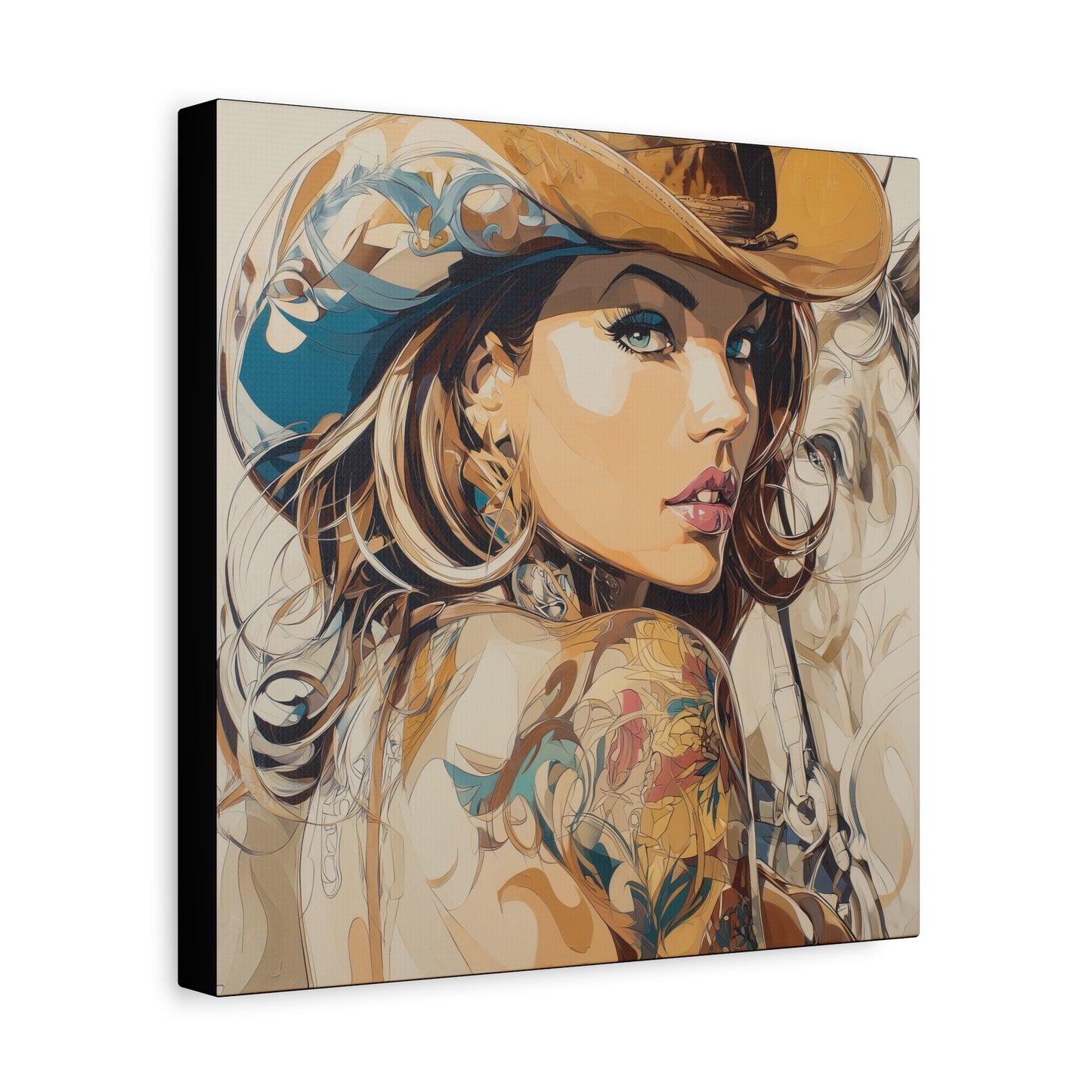Gallery Wrapped Canvas, Wranglers and Wreckage Art Canvas, Erotic Pinup Art Canvas – Tessa