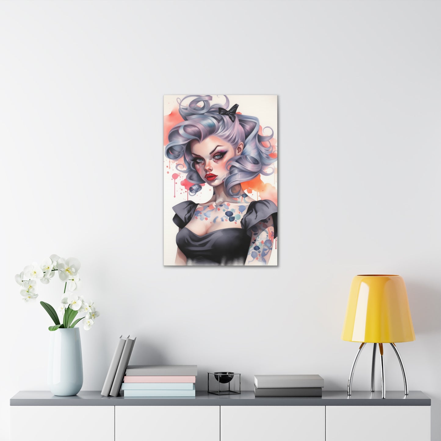 Gallery Wrapped Canvas, Edgy Tattooed Beauty, Urban Pop Art Canvas – Noelle