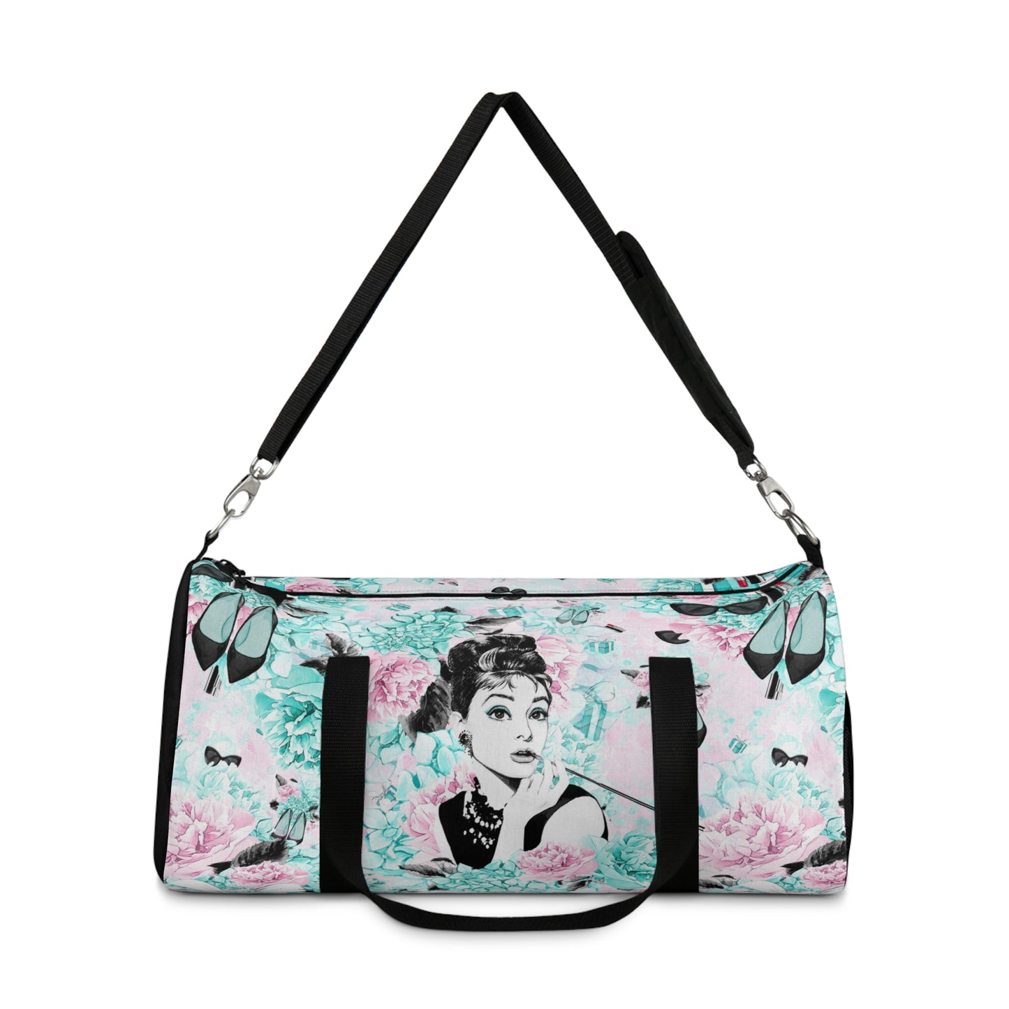 Breakfast at Tiffany Duffel Bag - Audrey Hepburn Hydrangea