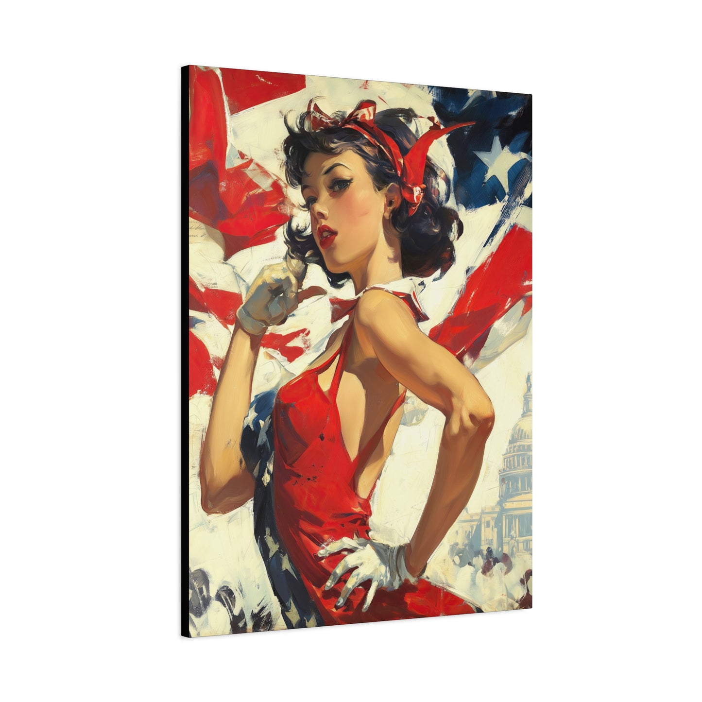 Gallery Wrapped Canvas, American Nonsense Art Canvas, Political Pinup Art Canvas - Mindy