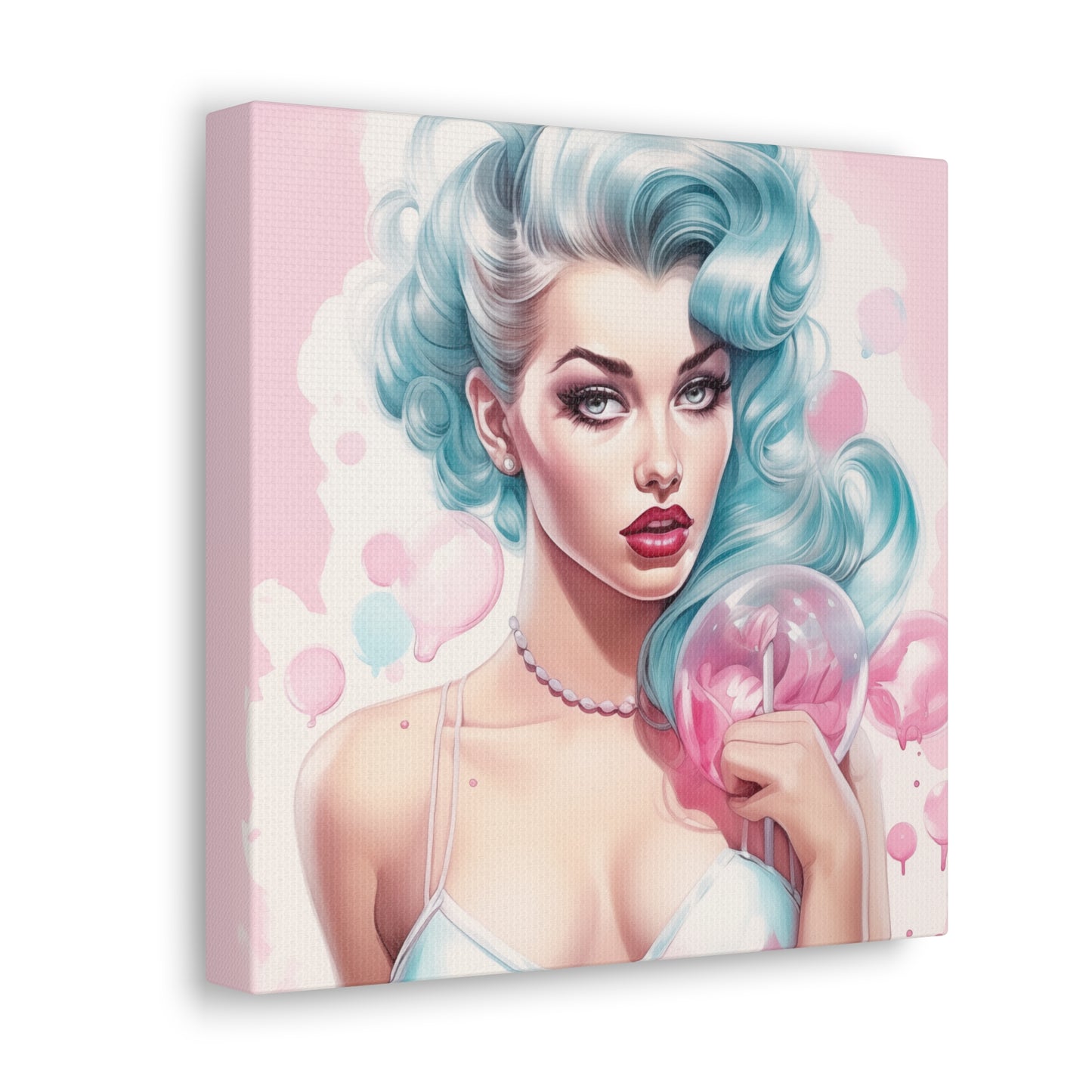 Canvas Gallery Wrapped High-Fashion Wall Art, Stylish Decor, Retro Femme Doll Pop Art – Tessa