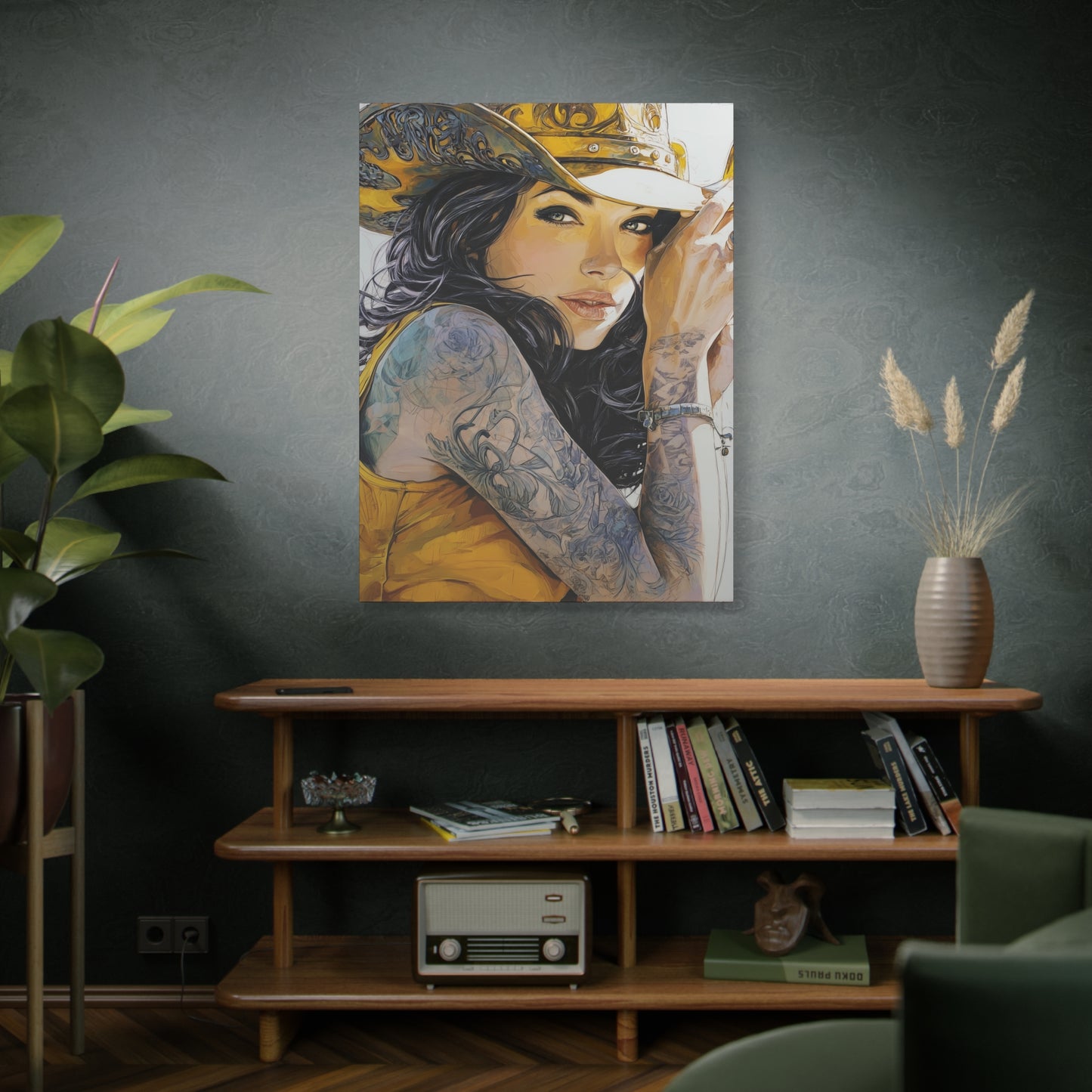Gallery Wrapped Canvas, Wranglers and Wreckage Art Canvas, Erotic Pinup Art Canvas – Delilah