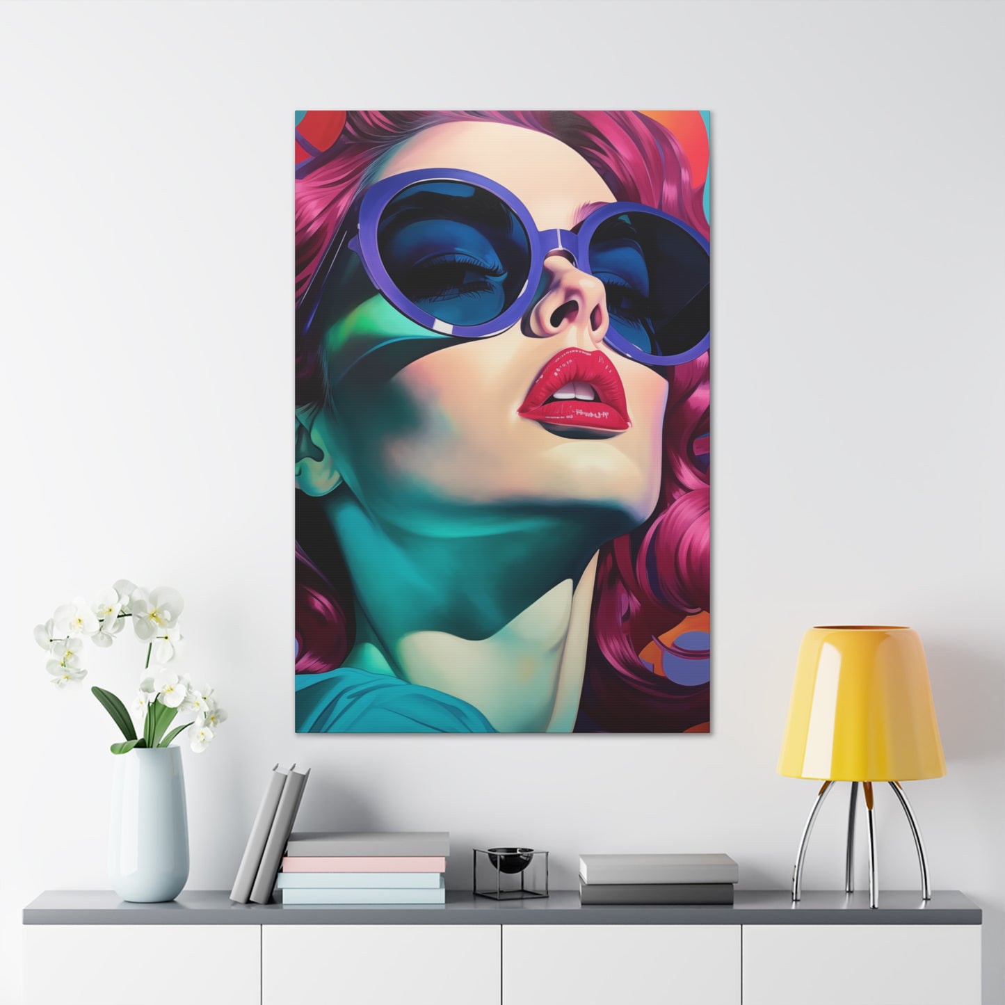 Canvas Gallery Wrapped High-Fashion Wall Art, Stylish Decor, Retro Femme Doll Pop Art – Electra