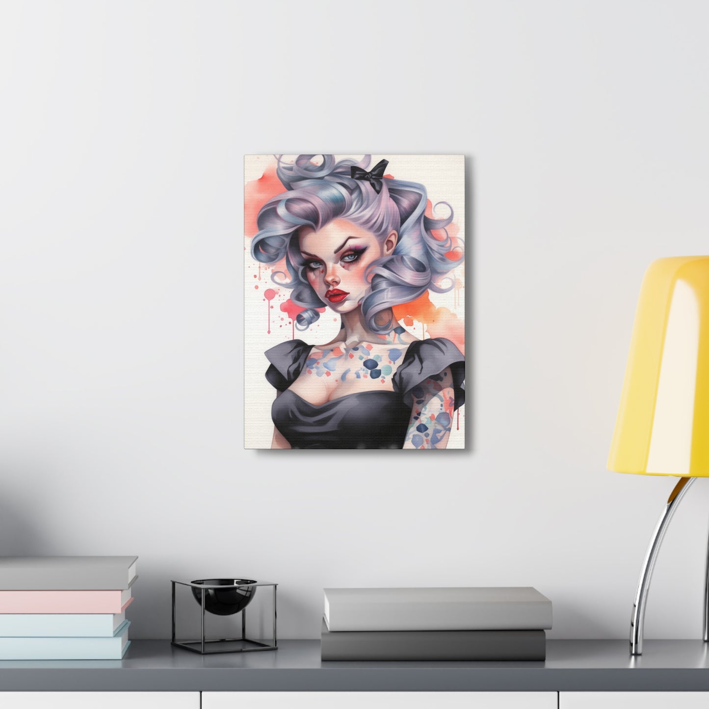 Gallery Wrapped Canvas, Edgy Tattooed Beauty, Urban Pop Art Canvas – Noelle