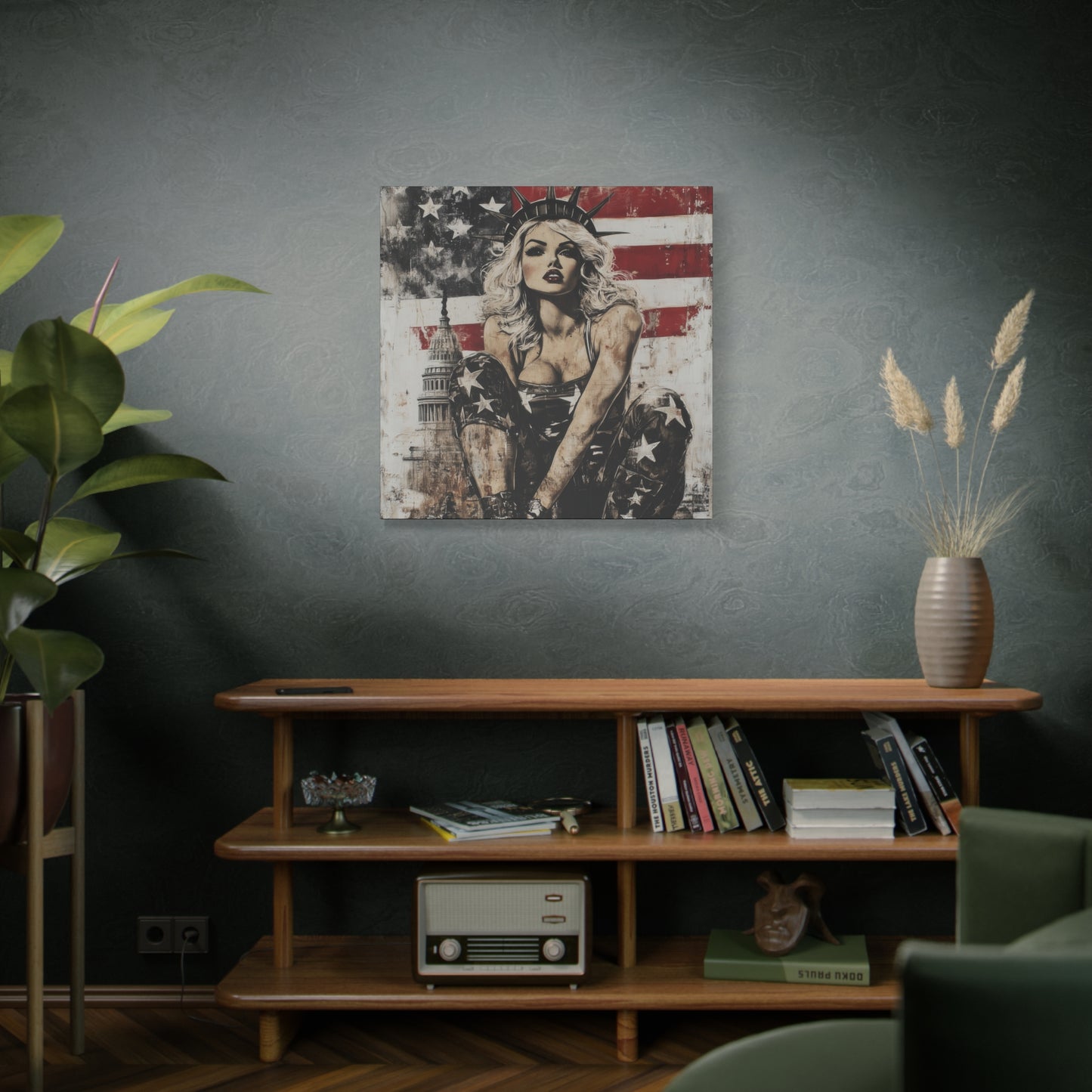 Gallery Wrapped Canvas, American Nonsense Art Canvas, Political Pinup Art Canvas – Kimberly
