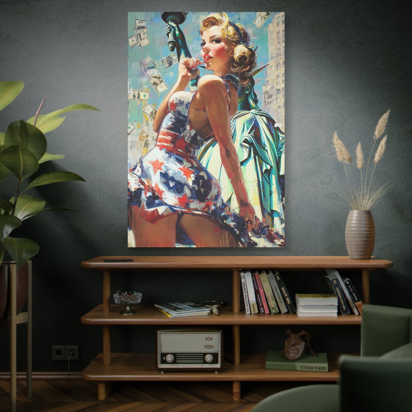 Gallery Wrapped Canvas, American Nonsense Art Canvas, Political Pinup Art Canvas – Bonnie