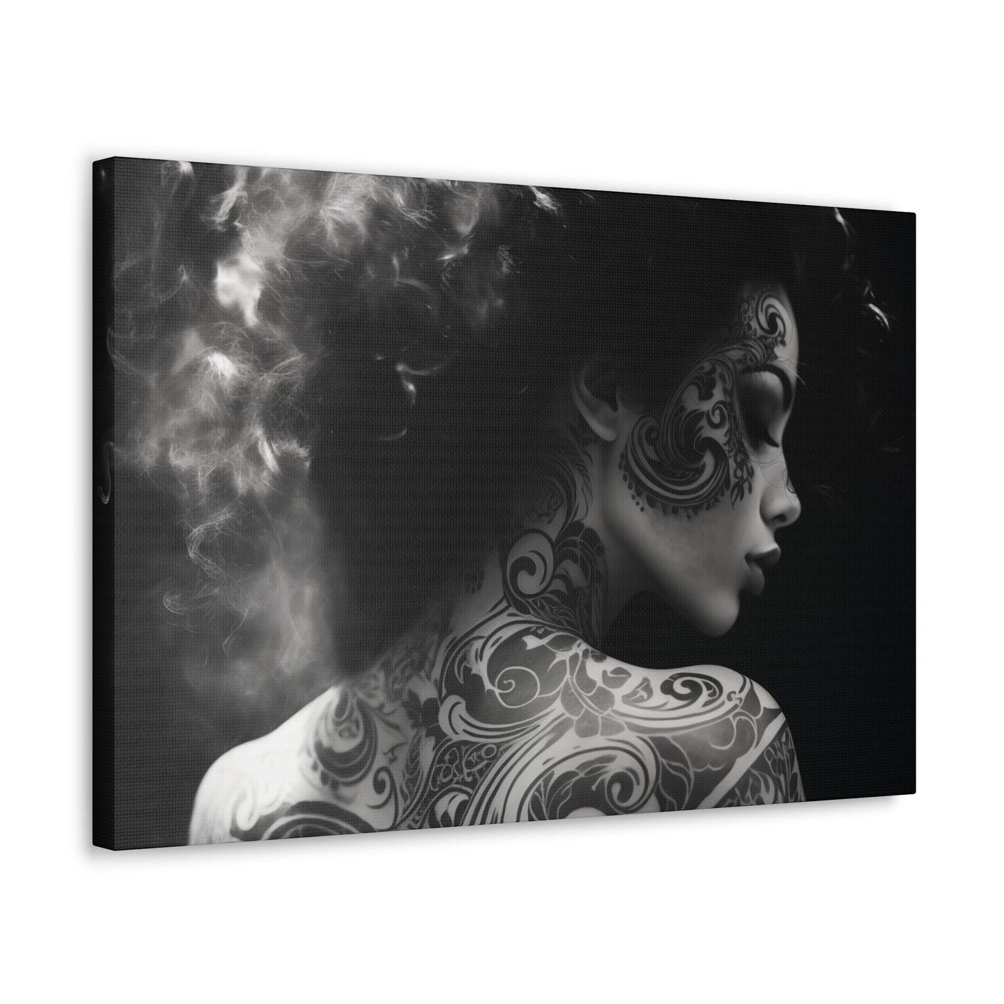 Canvas Gallery Wrap - Black and White Photography - Tattooed and Smoking Again