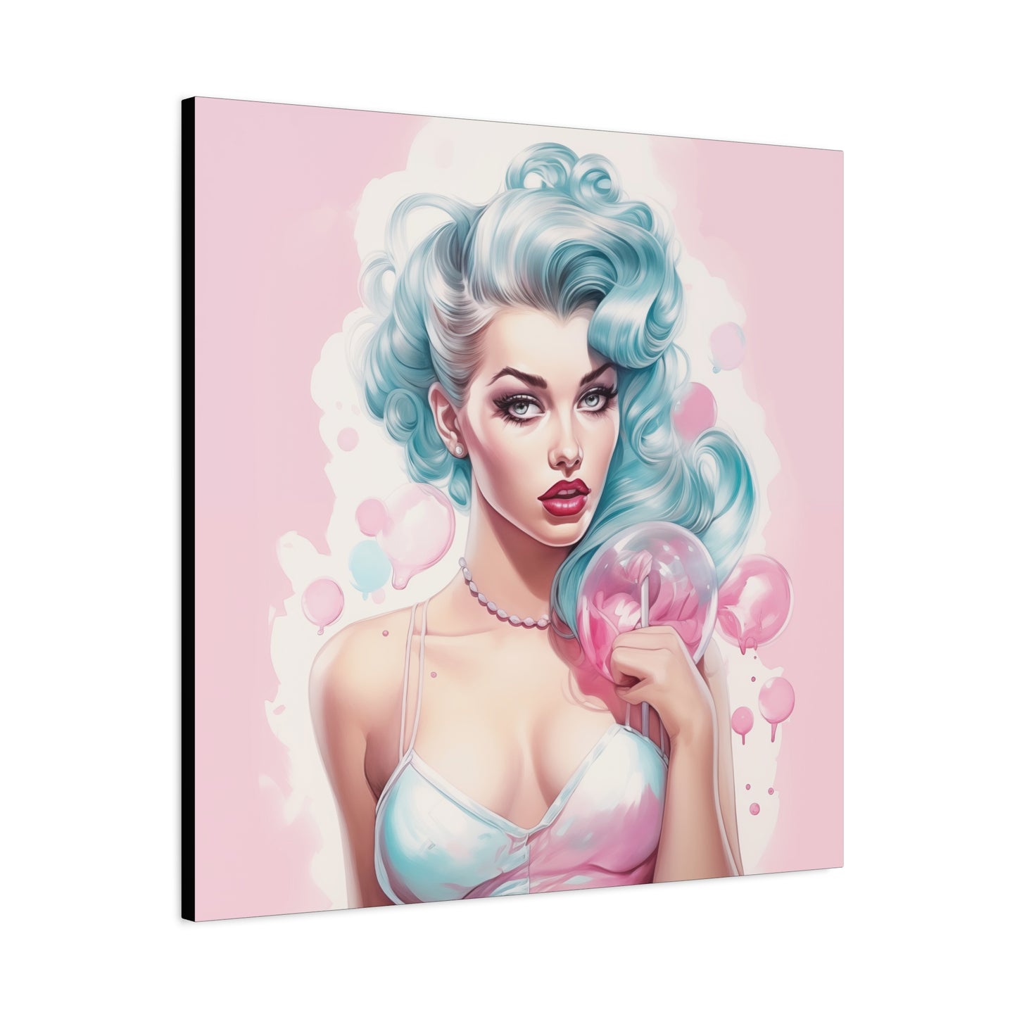 Canvas Gallery Wrapped High-Fashion Wall Art, Stylish Decor, Retro Femme Doll Pop Art – Tessa