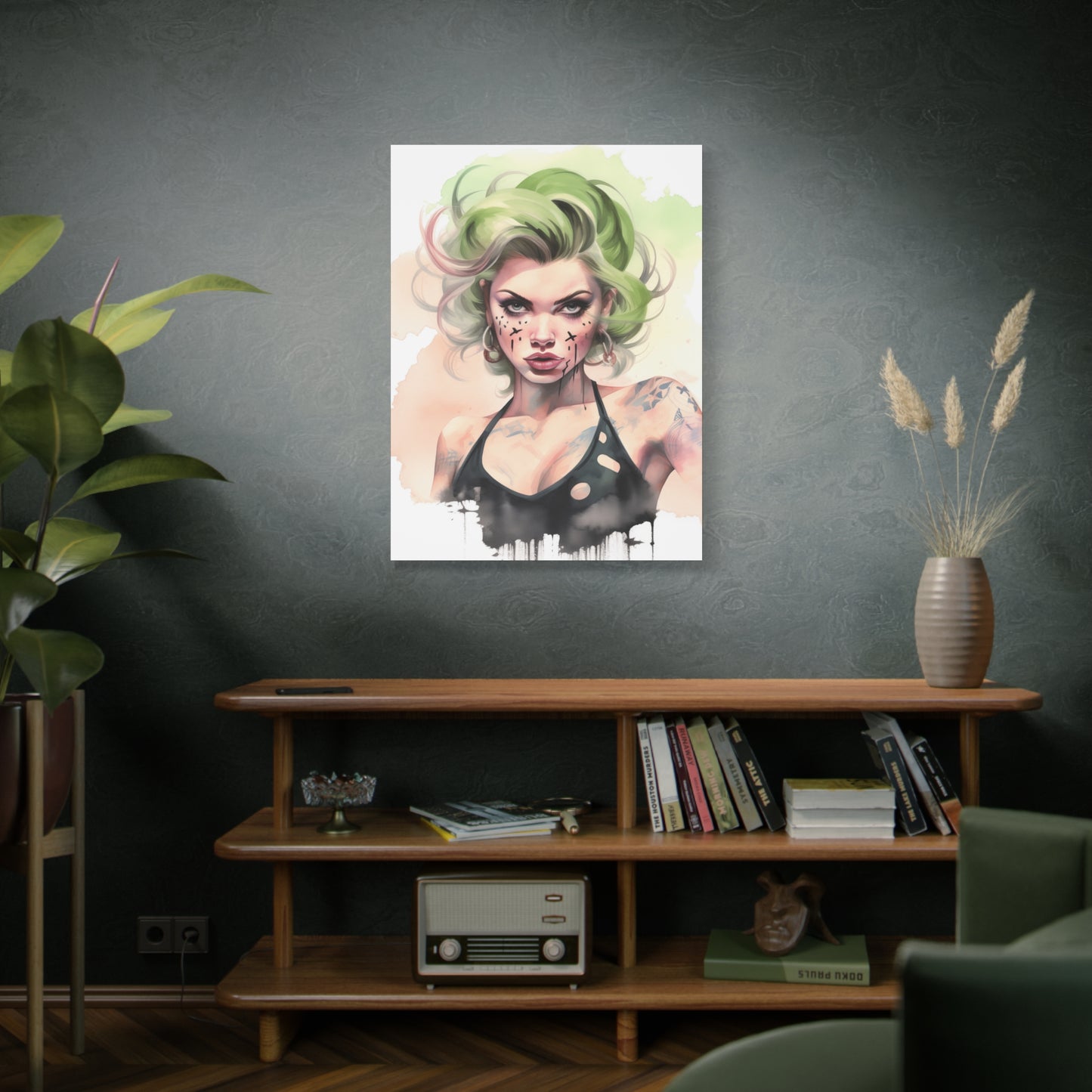 Gallery Wrapped Canvas, Edgy Tattooed Beauty, Urban Pop Art Canvas – Ivy