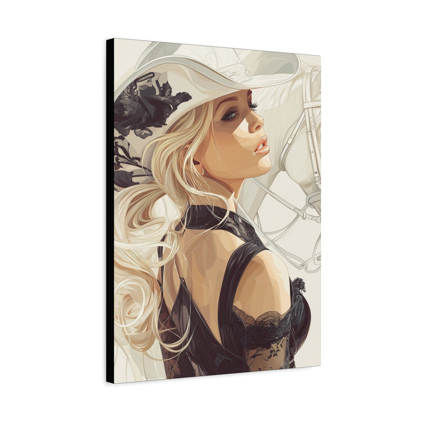 Gallery Wrapped Canvas, Wranglers and Wreckage Art Canvas, Erotic Pinup Art Canvas – Maisie