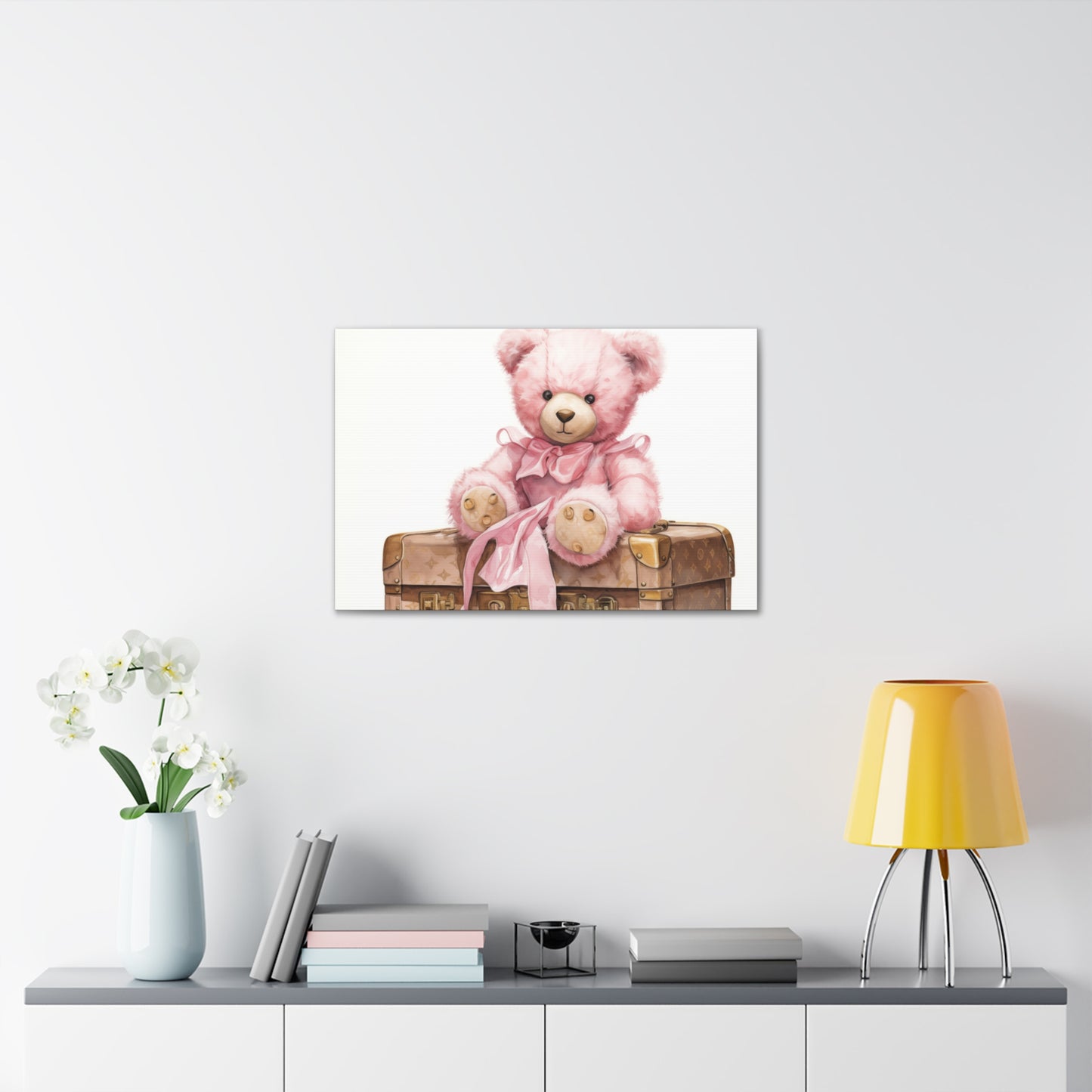 Canvas Gallery Wrap - LV Bear Wall Art - Gold Buttons