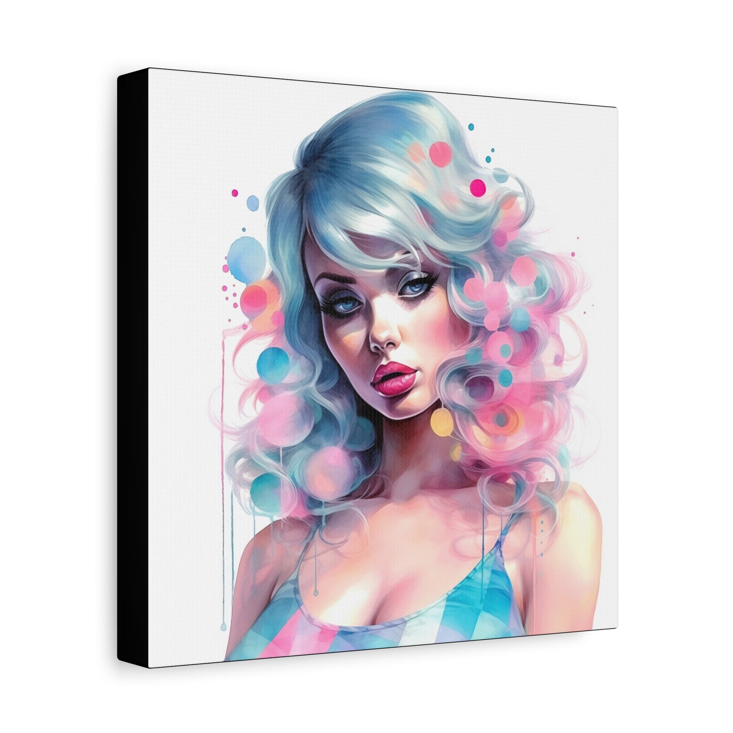 Canvas Gallery Wrapped High-Fashion Wall Art, Stylish Decor, Retro Femme Doll Pop Art – Sylvie