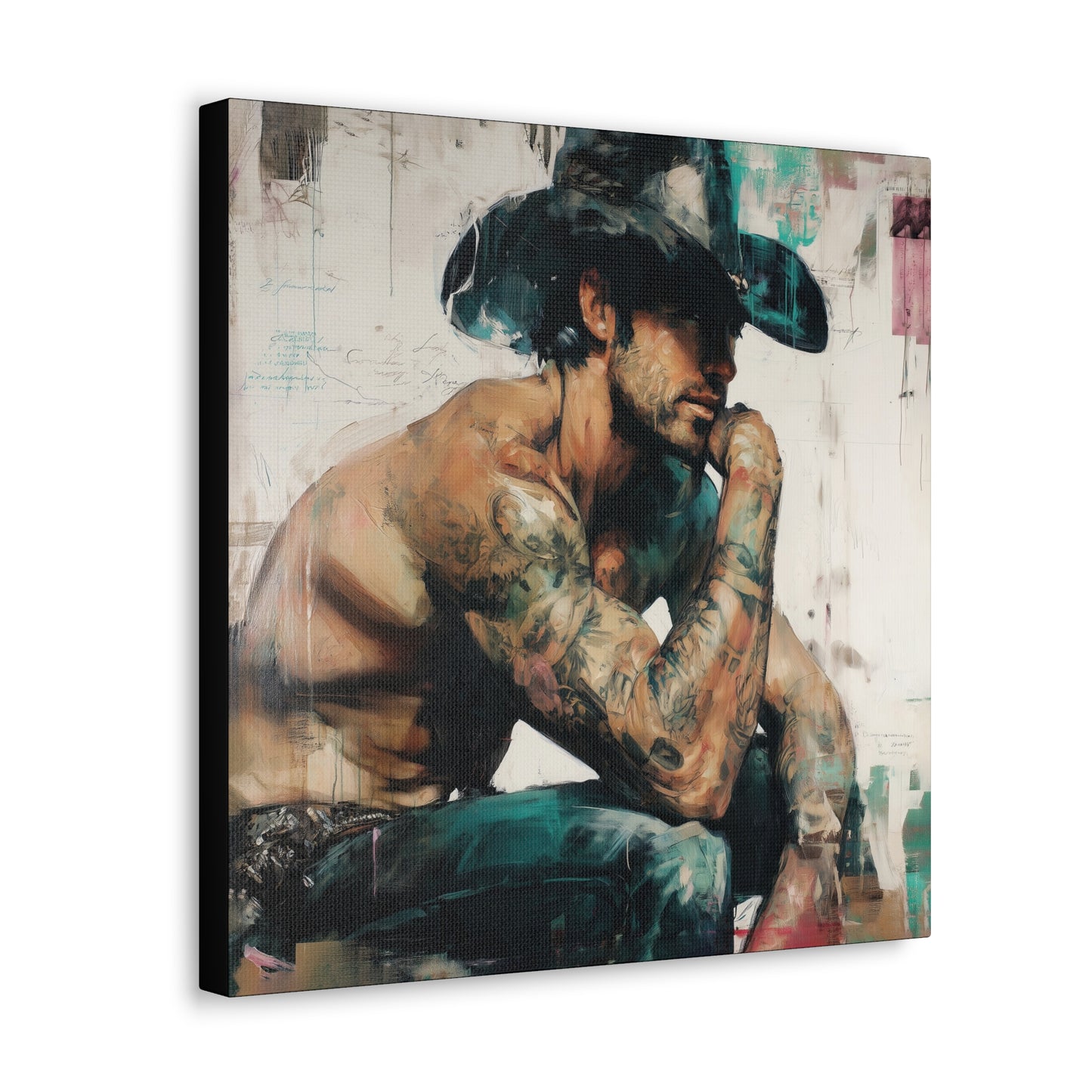 Gallery Wrapped Canvas, Wranglers and Wreckage Art Canvas, Erotic Pinup Art Canvas – Jimmy