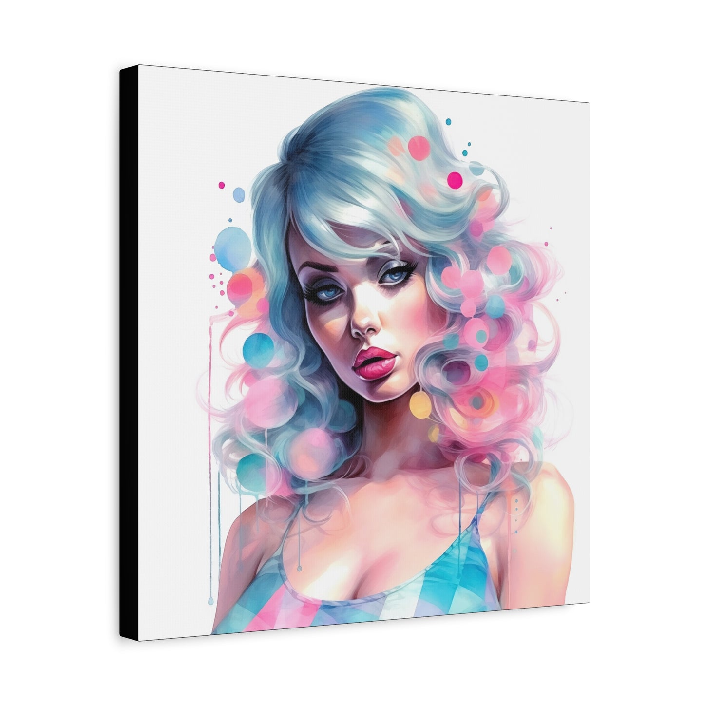Canvas Gallery Wrapped High-Fashion Wall Art, Stylish Decor, Retro Femme Doll Pop Art – Sylvie