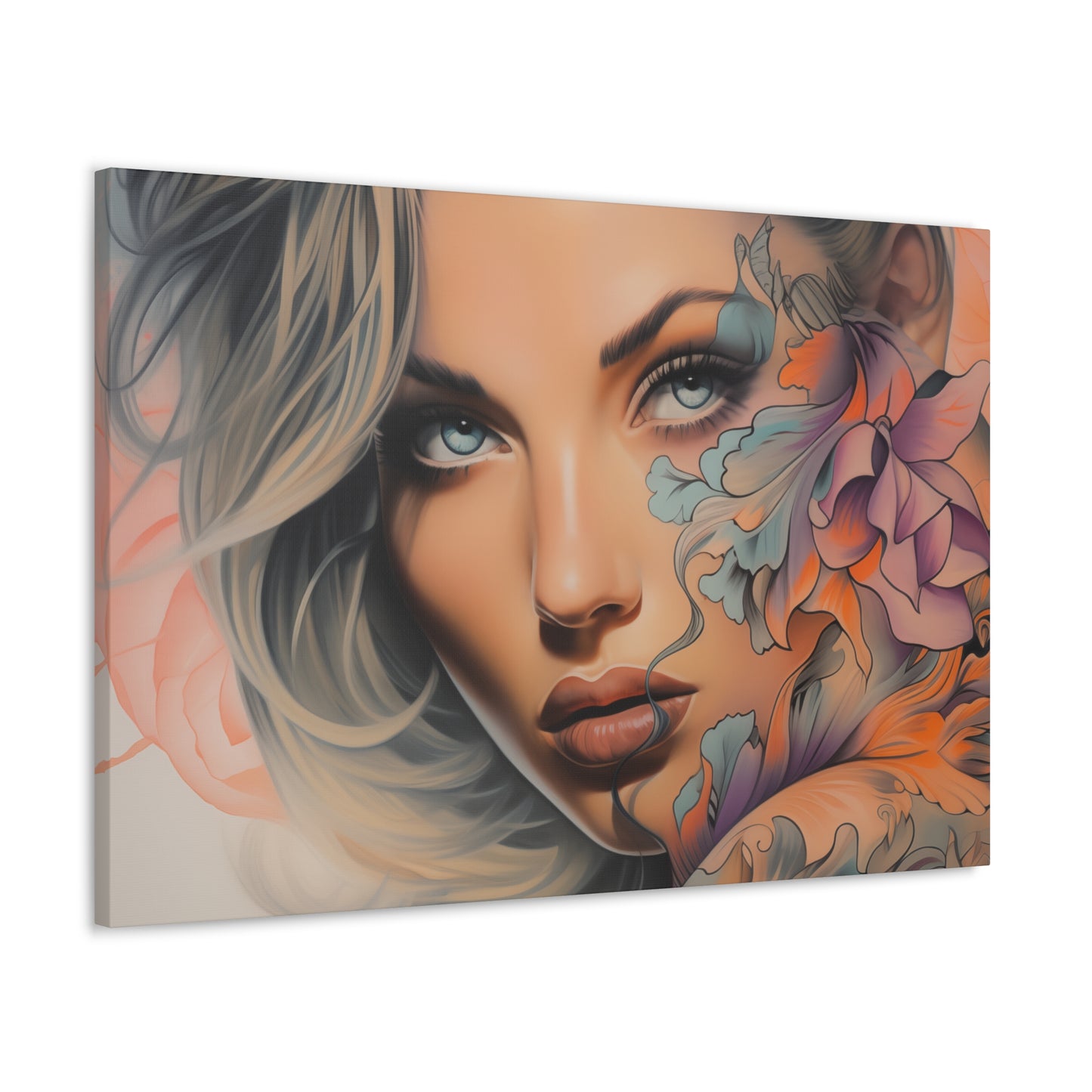 Gallery Wrapped Canvas, Edgy Tattooed Beauty, Urban Pop Art Canvas – Bella