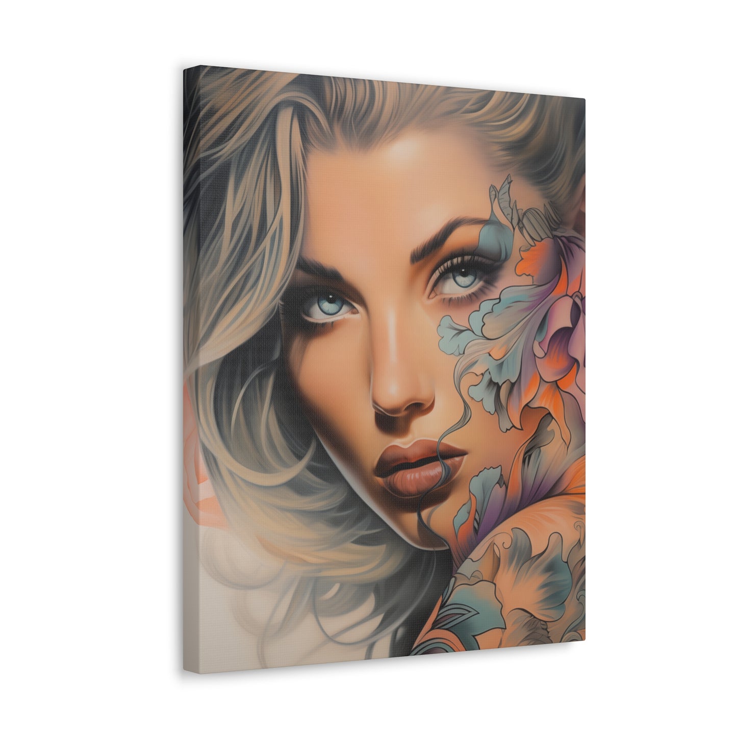 Gallery Wrapped Canvas, Edgy Tattooed Beauty, Urban Pop Art Canvas – Bella