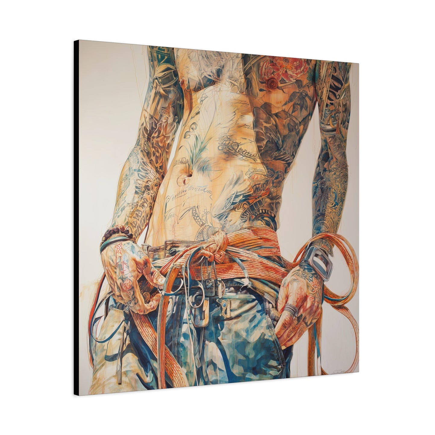 Gallery Wrapped Canvas, Ropes and Reverence Art Canvas, Erotic Shibari Art Canvas – Leif