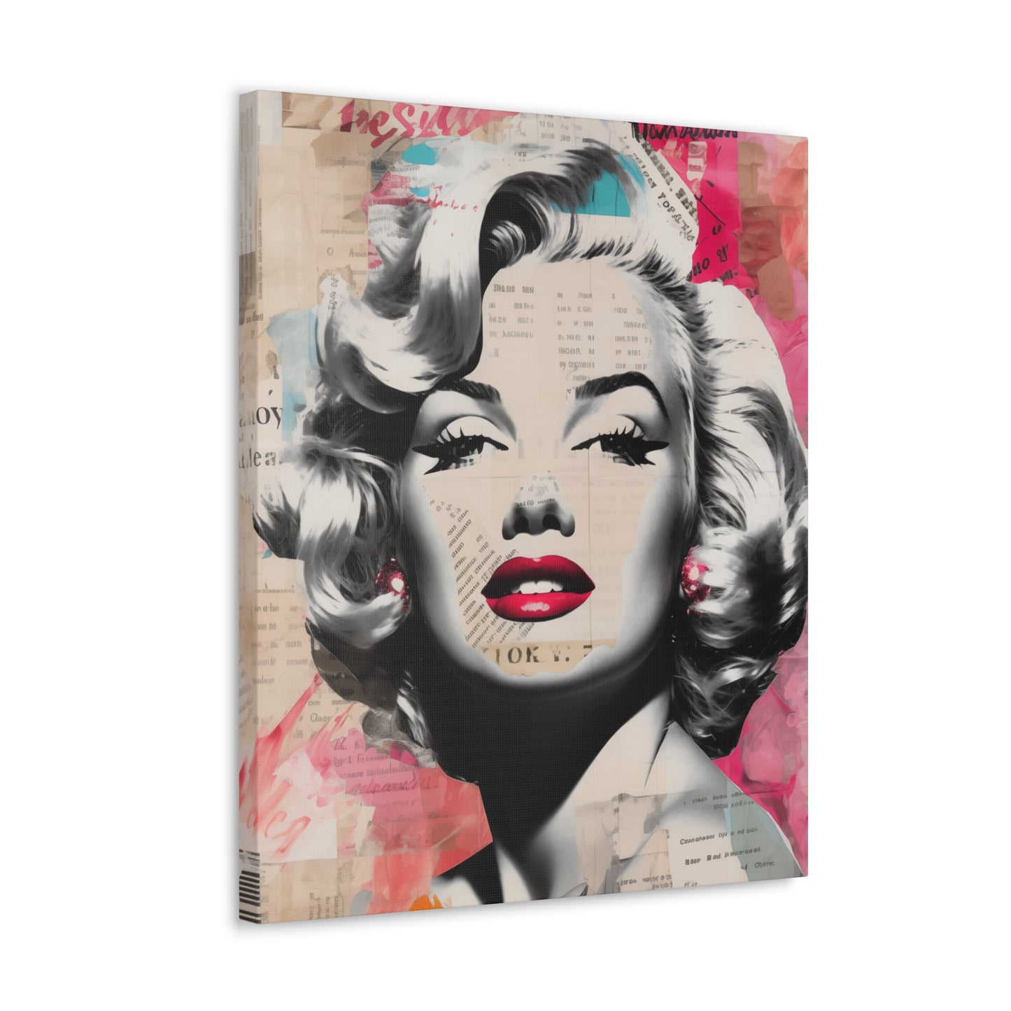 Canvas Wall Art, Gallery Wrapped Pop Art, Celebrity Wall Art – Marilyn Monroe - Newsprint