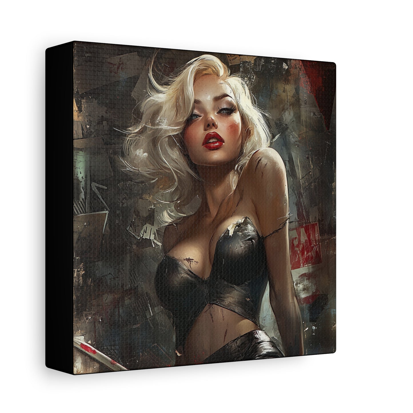 Gallery Wrapped Canvas, Guilt and Grit Adult Art Canvas, Erotic Pinup Art Canvas – Noelle