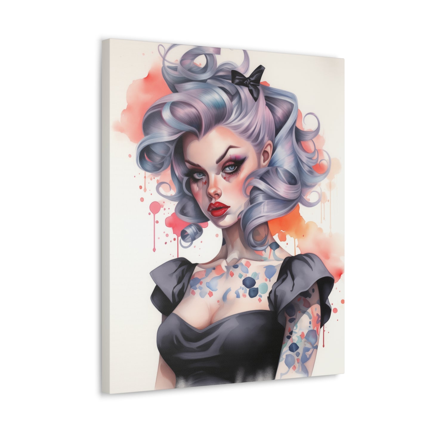 Gallery Wrapped Canvas, Edgy Tattooed Beauty, Urban Pop Art Canvas – Noelle