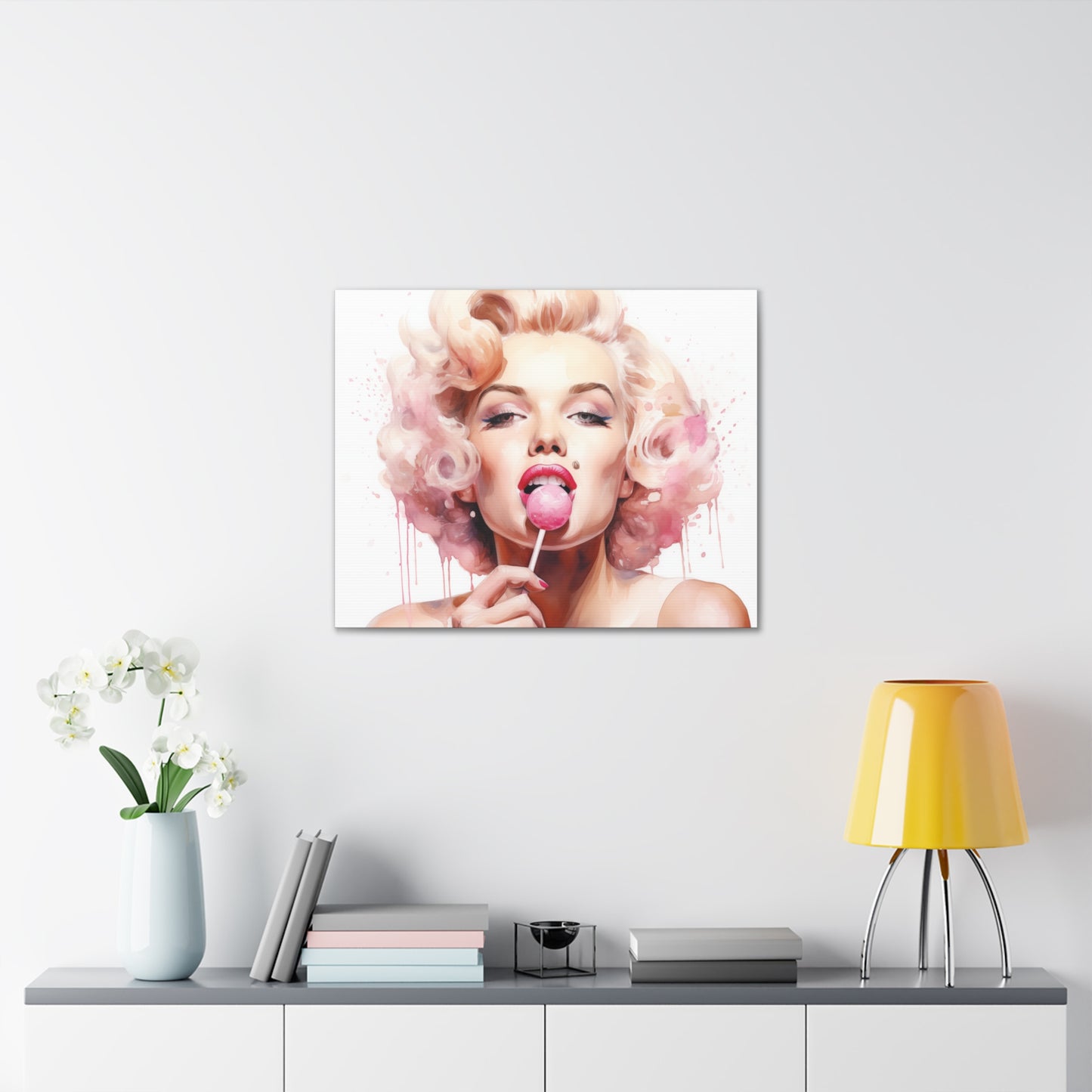 Canvas Wall Art, Gallery Wrapped Pop Art, Celebrity Wall Art – Marilyn Monroe - Lollipop