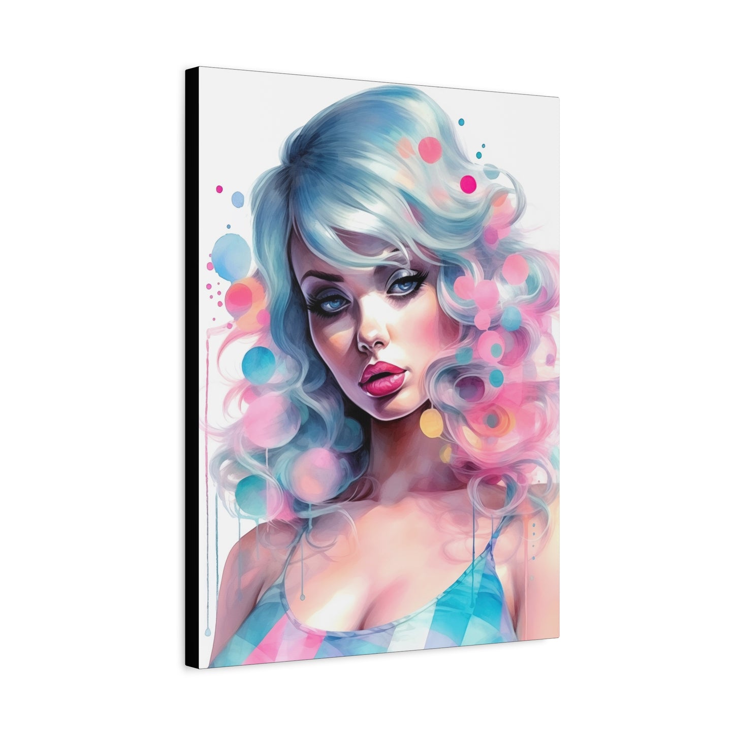 Canvas Gallery Wrapped High-Fashion Wall Art, Stylish Decor, Retro Femme Doll Pop Art – Sylvie