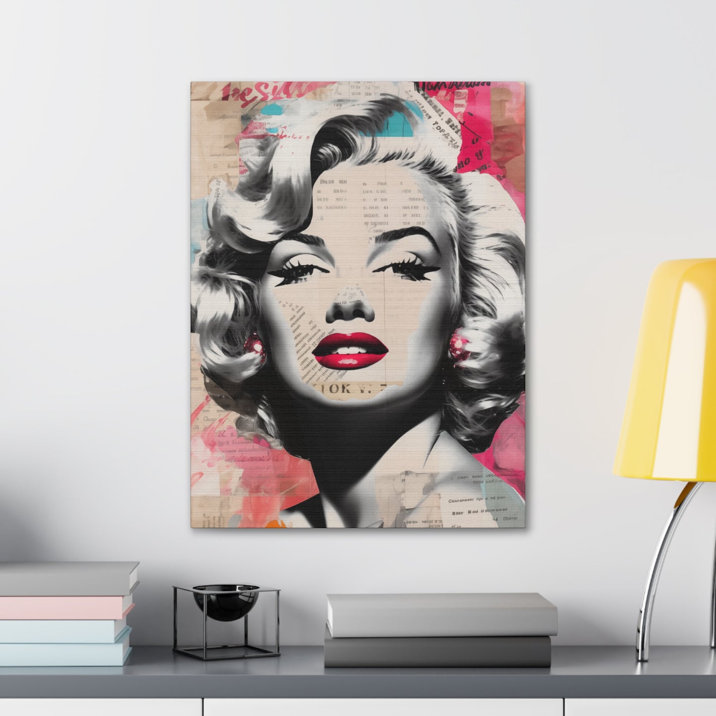 Canvas Wall Art, Gallery Wrapped Pop Art, Celebrity Wall Art – Marilyn Monroe - Newsprint
