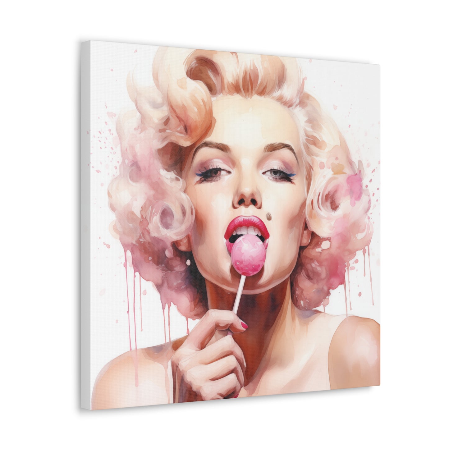 Canvas Wall Art, Gallery Wrapped Pop Art, Celebrity Wall Art – Marilyn Monroe - Lollipop