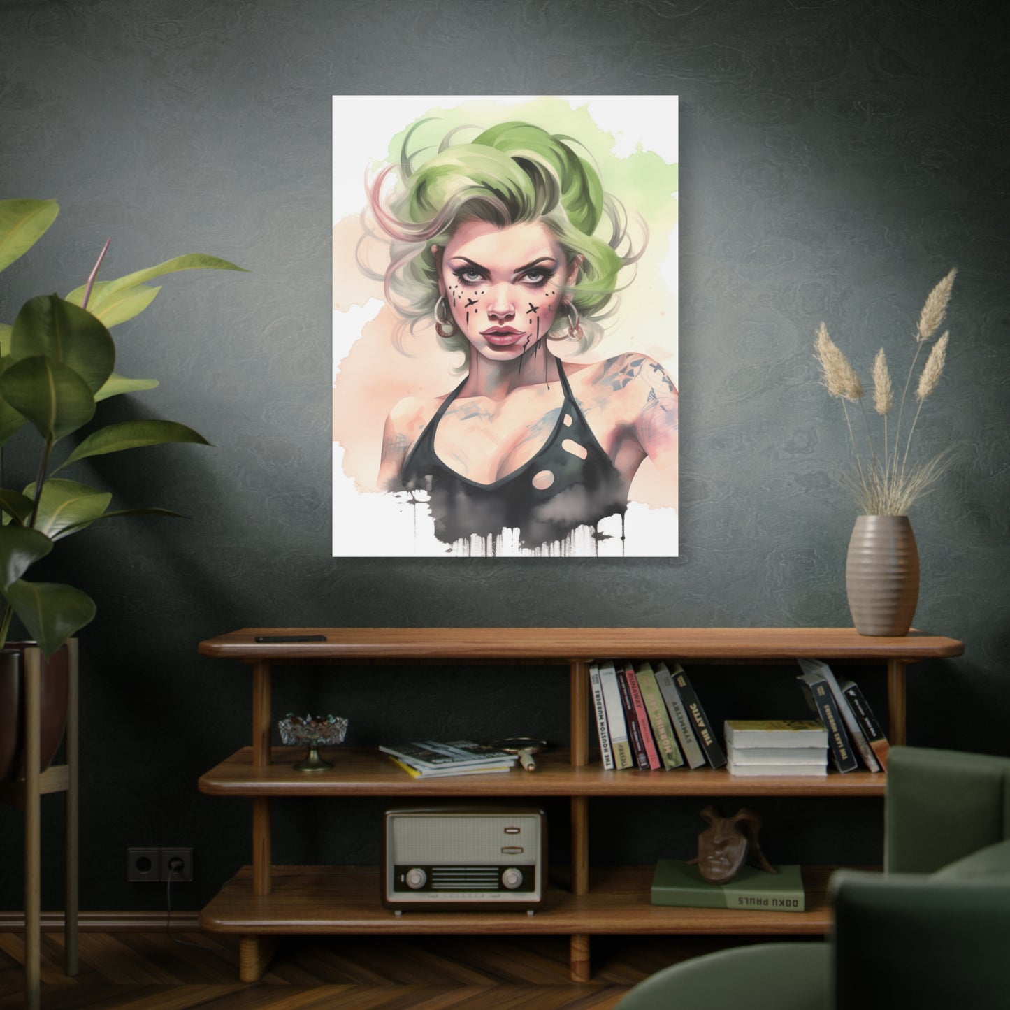 Gallery Wrapped Canvas, Edgy Tattooed Beauty, Urban Pop Art Canvas – Ivy