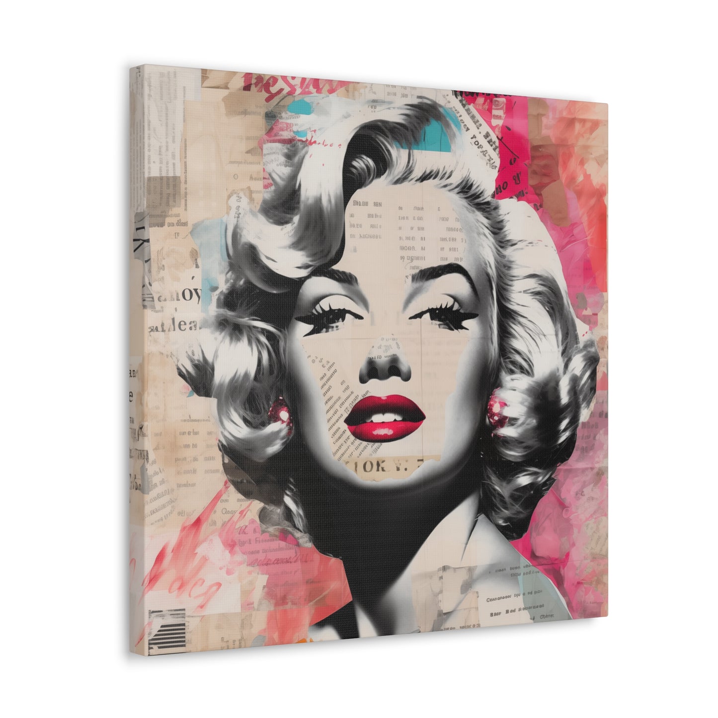 Canvas Wall Art, Gallery Wrapped Pop Art, Celebrity Wall Art – Marilyn Monroe - Newsprint