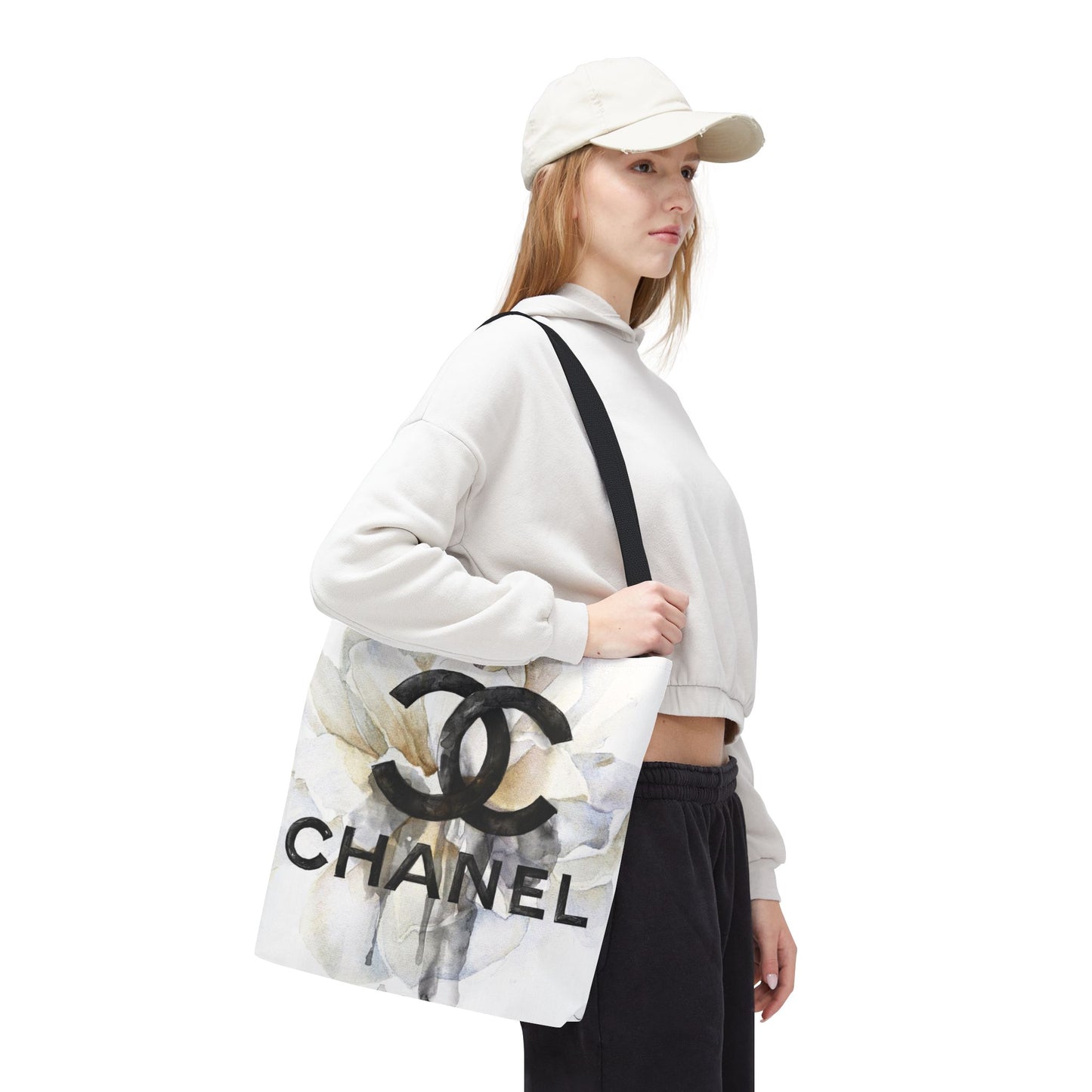 Watercolor Dahlia Tote Bag, Utility Tote - Designer Inspired Tote - White Dahlia