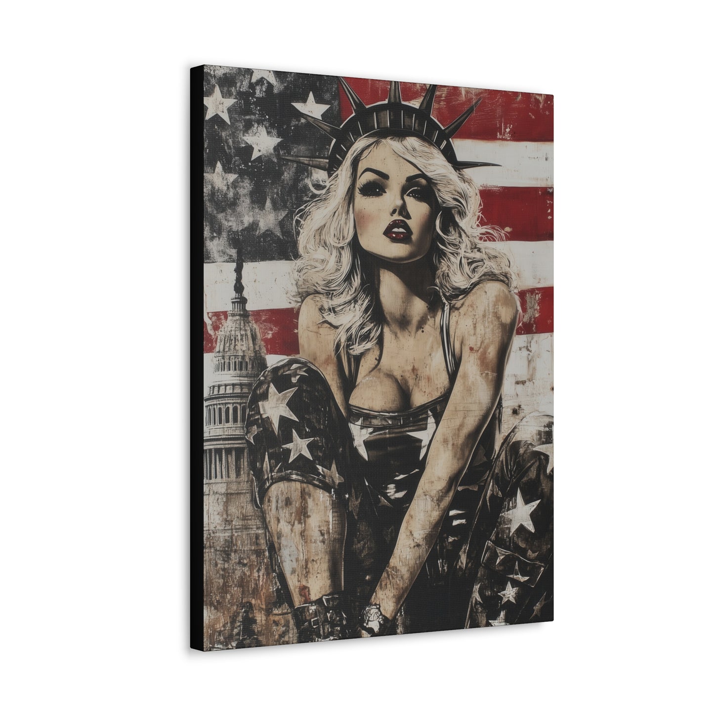 Gallery Wrapped Canvas, Liberty and Lace Art Canvas, Patriotic Art Canvas – Kimberly