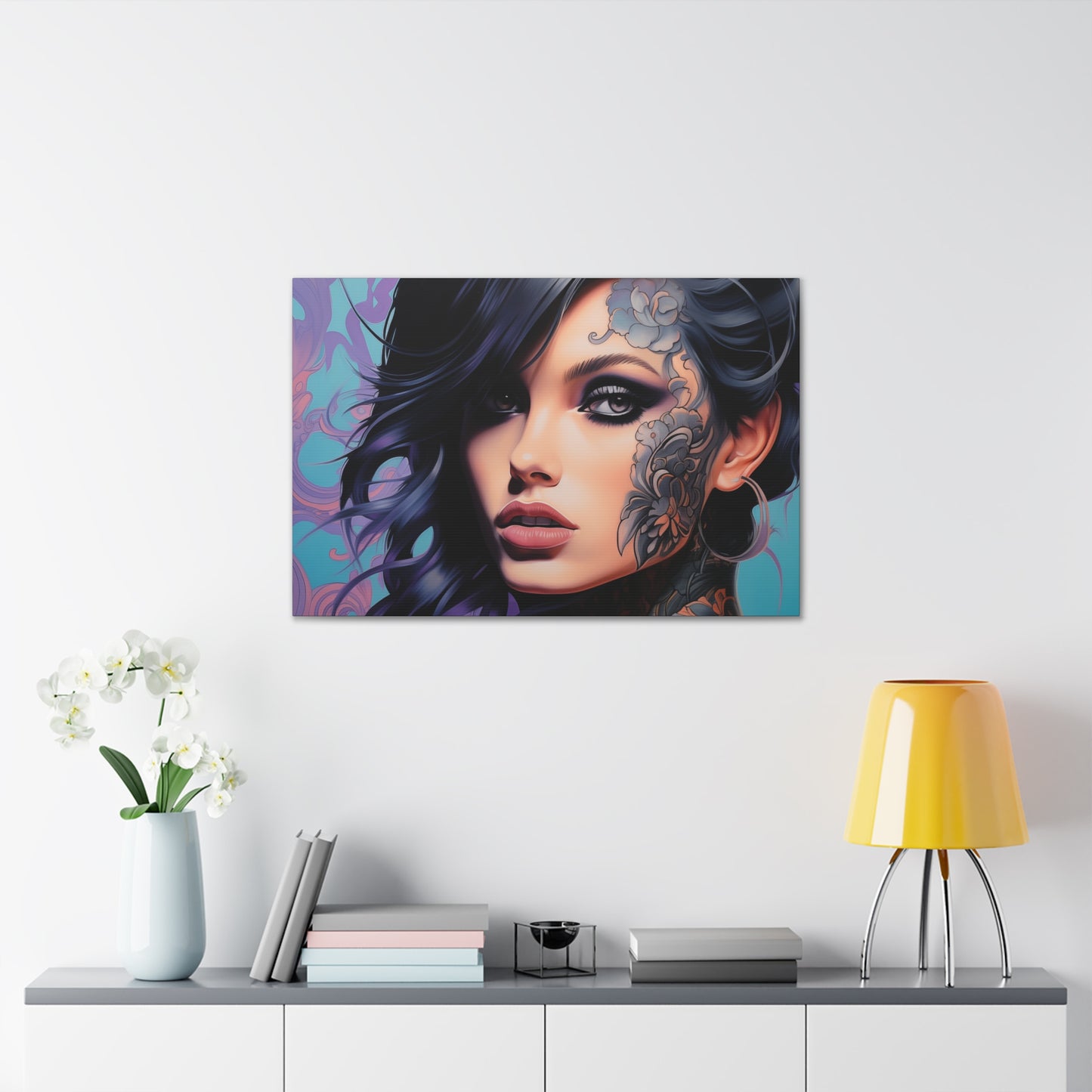 Gallery Wrapped Canvas, Edgy Tattooed Beauty, Urban Pop Art Canvas – Dominique