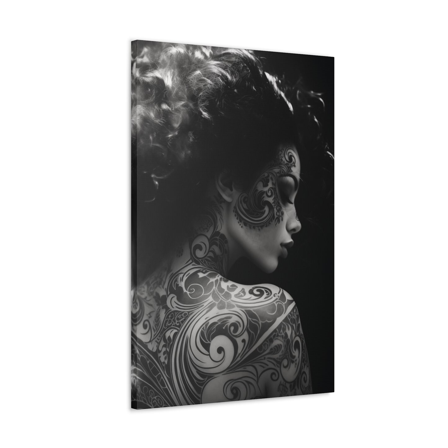 Canvas Gallery Wrap - Black and White Photography - Tattooed and Smoking Again