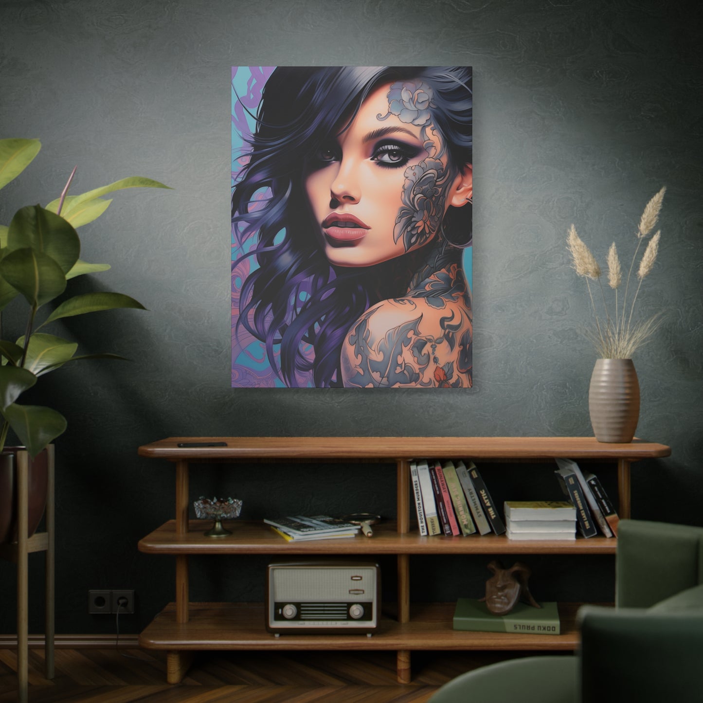 Gallery Wrapped Canvas, Edgy Tattooed Beauty, Urban Pop Art Canvas – Dominique