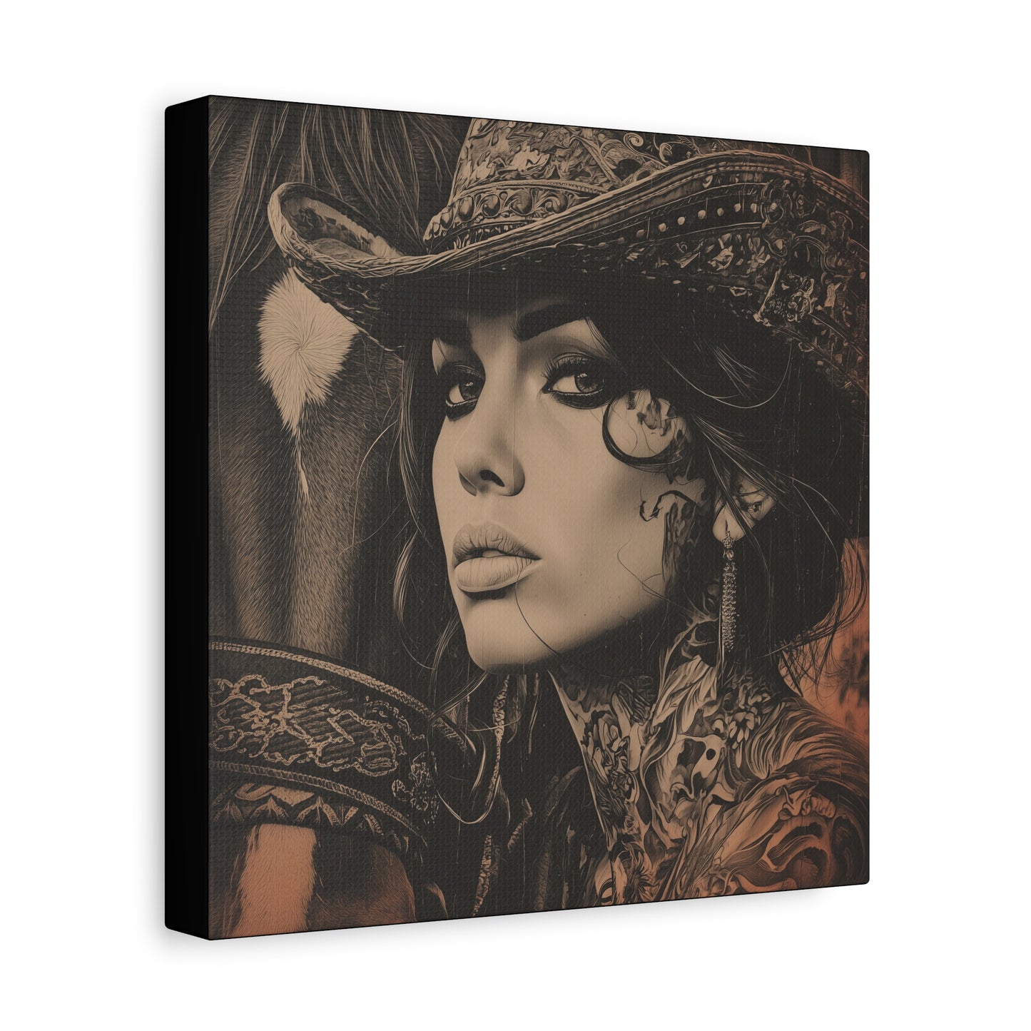 Gallery Wrapped Canvas, Wranglers and Wreckage Art Canvas, Erotic Pinup Art Canvas – Loretta