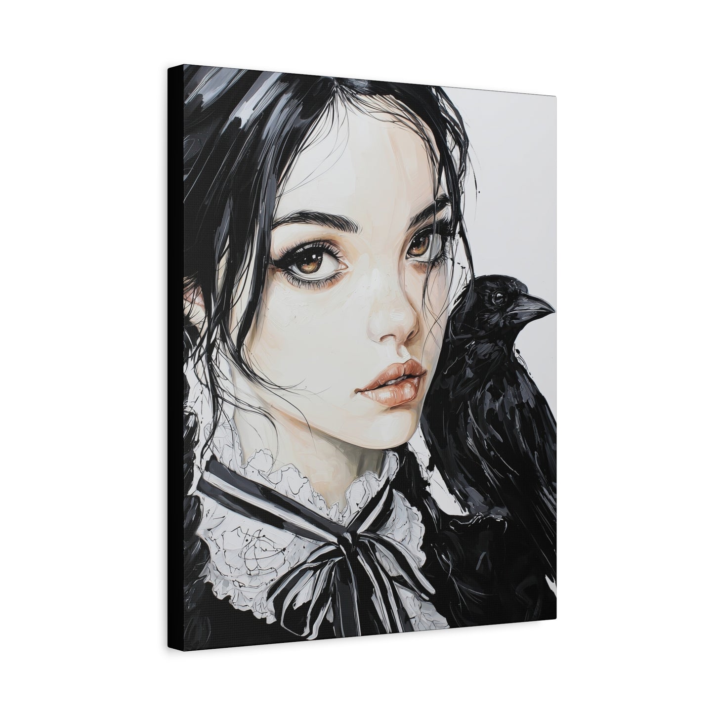 Gallery Wrapped Canvas, Myth and Bones Gothic Art Canvas, Dark Muse Canvas - Elowen