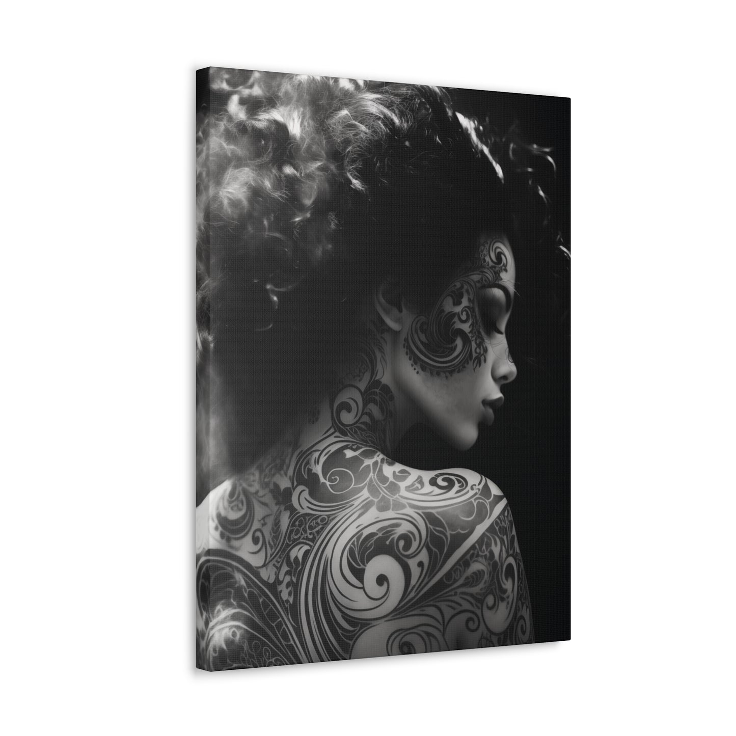Canvas Gallery Wrap - Black and White Photography - Tattooed and Smoking Again