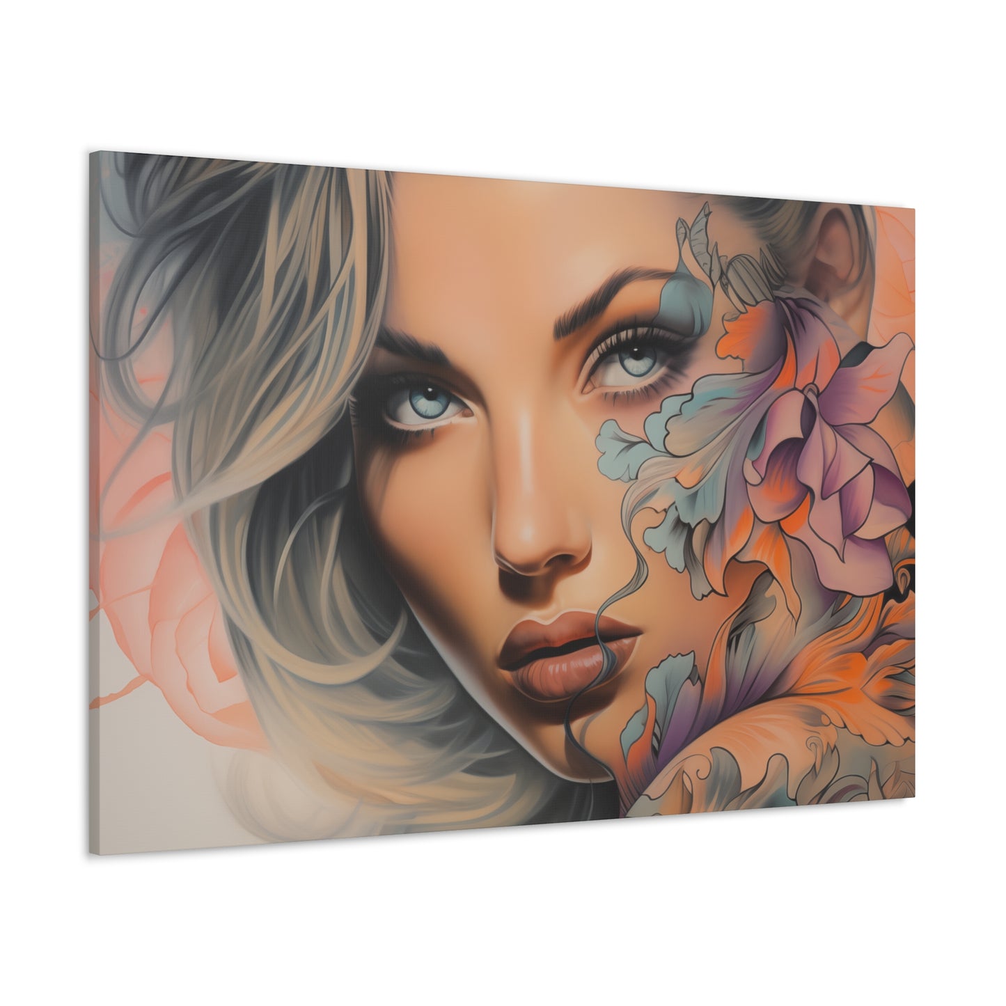 Gallery Wrapped Canvas, Edgy Tattooed Beauty, Urban Pop Art Canvas – Bella